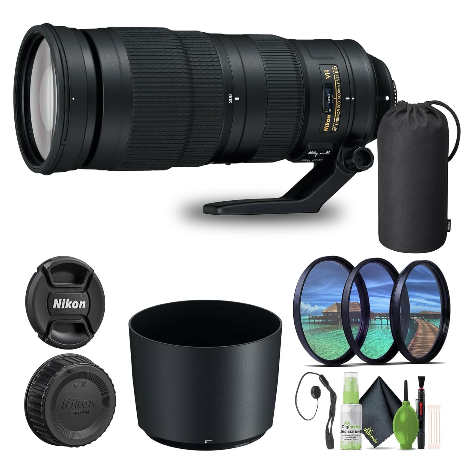 Lente Zoom Telefoto Nikon AF-S NIKKOR 200-500mm f/5.6E ED VR + Kit de Filtros