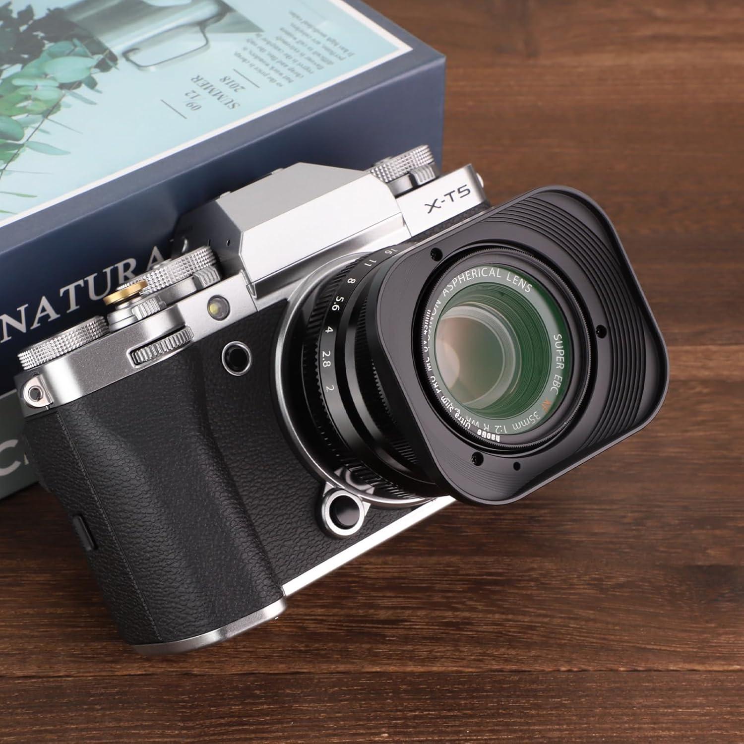 Capucha de Lente Metálica Cuadrada Haoge LH-X35 para Fujifilm