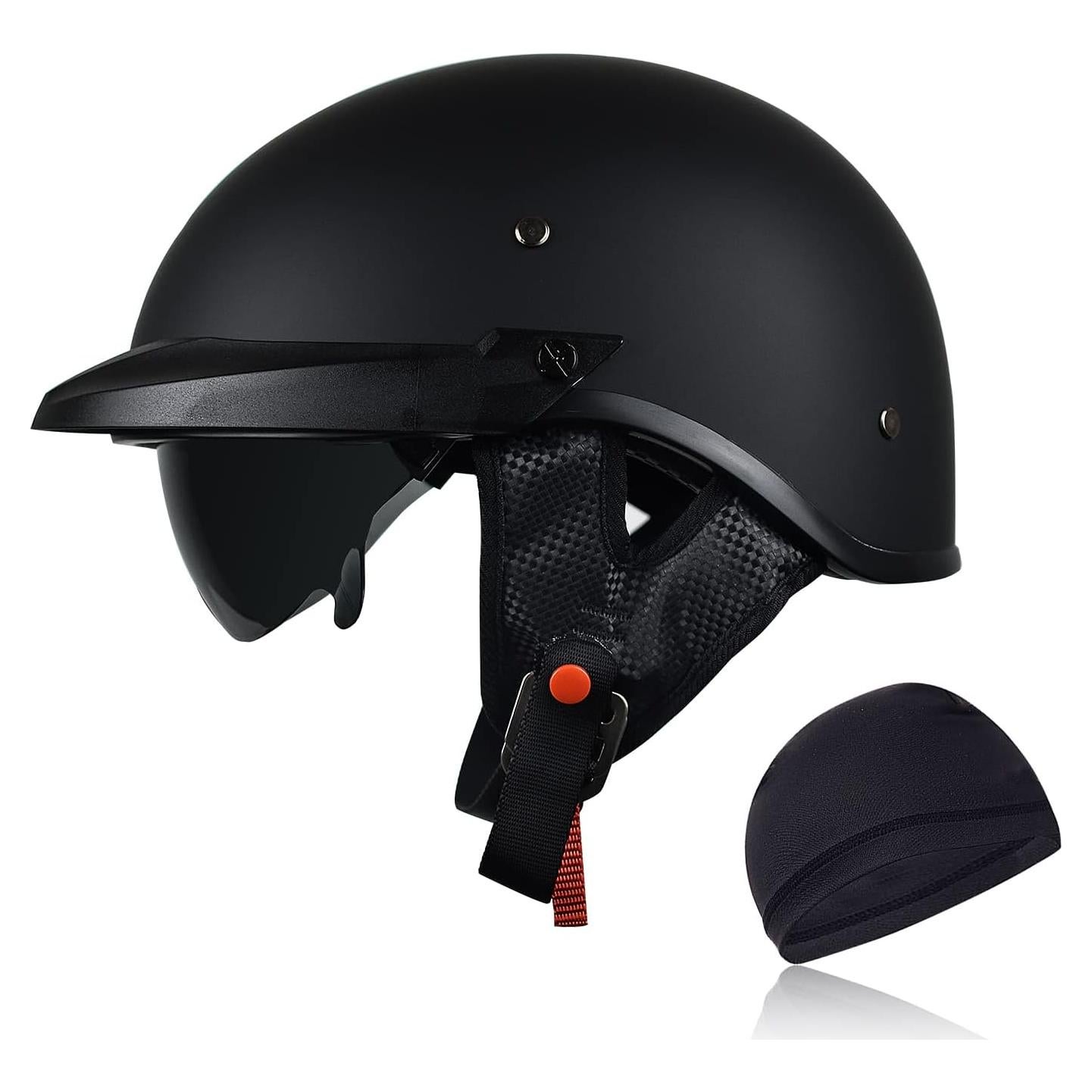 Casco de Moto CHCYCLE Medio con Visera Solar Negro