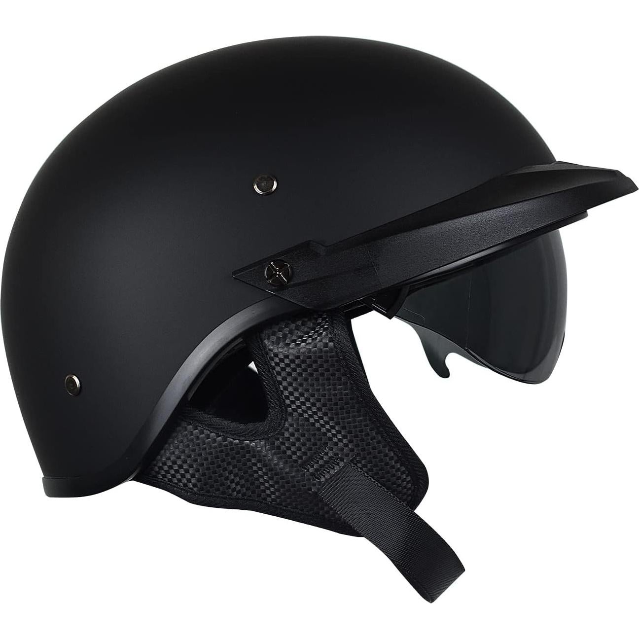 Casco de Moto CHCYCLE Medio con Visera Solar Negro