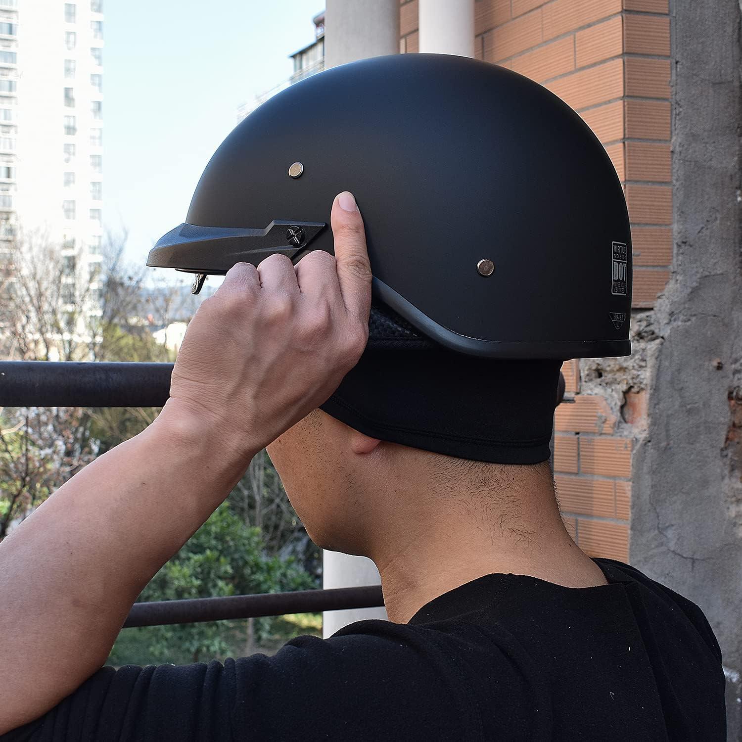 Casco de Moto CHCYCLE Medio con Visera Solar Negro