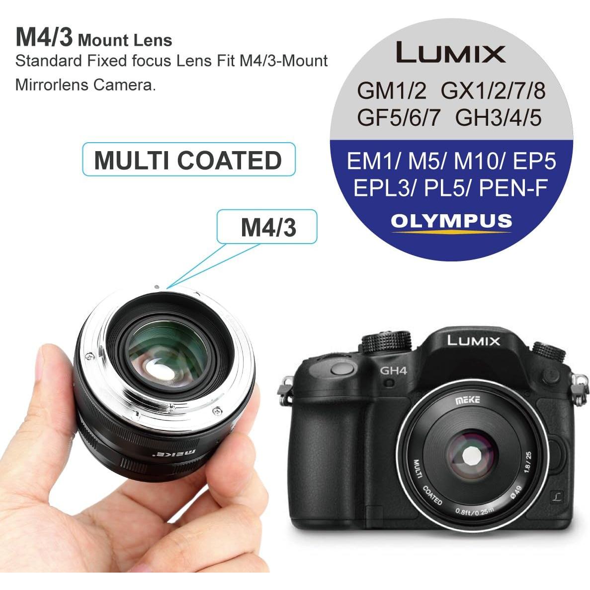 Lente Gran Angular Meike 25mm F1.8 para Micro 4/3