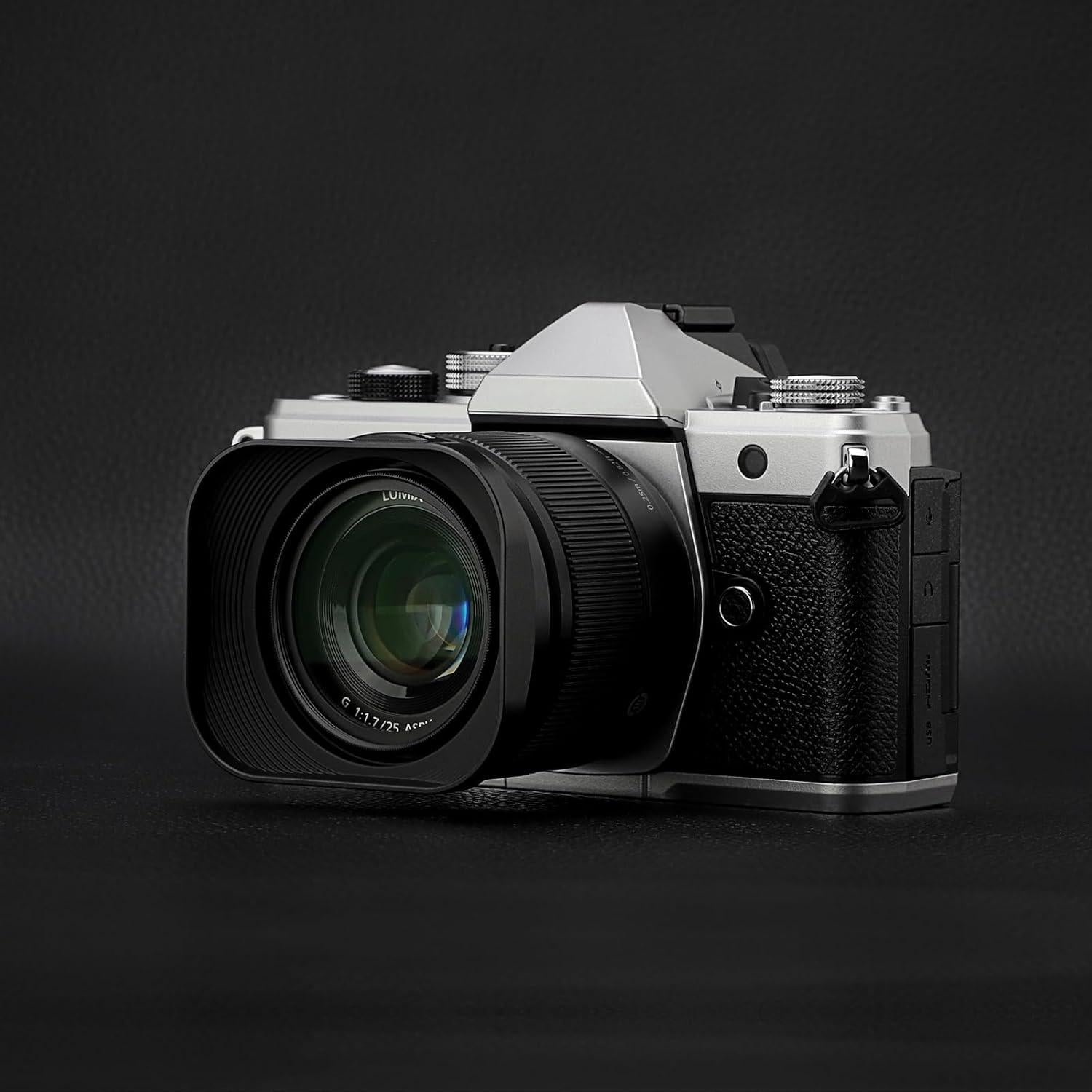 Capucha de Lente Metálica Cuadrada Haoge LH-P2517 para Panasonic LEICA DG 25mm f/1.7