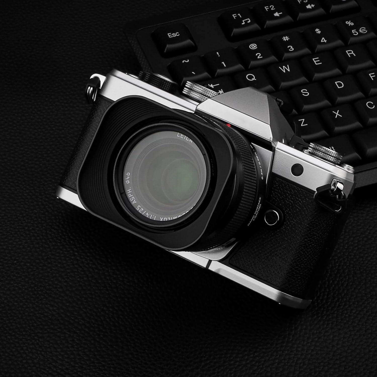 Capucha de Lente Metálica Cuadrada Haoge LH-P2514 para Panasonic Leica 25mm f/1.4