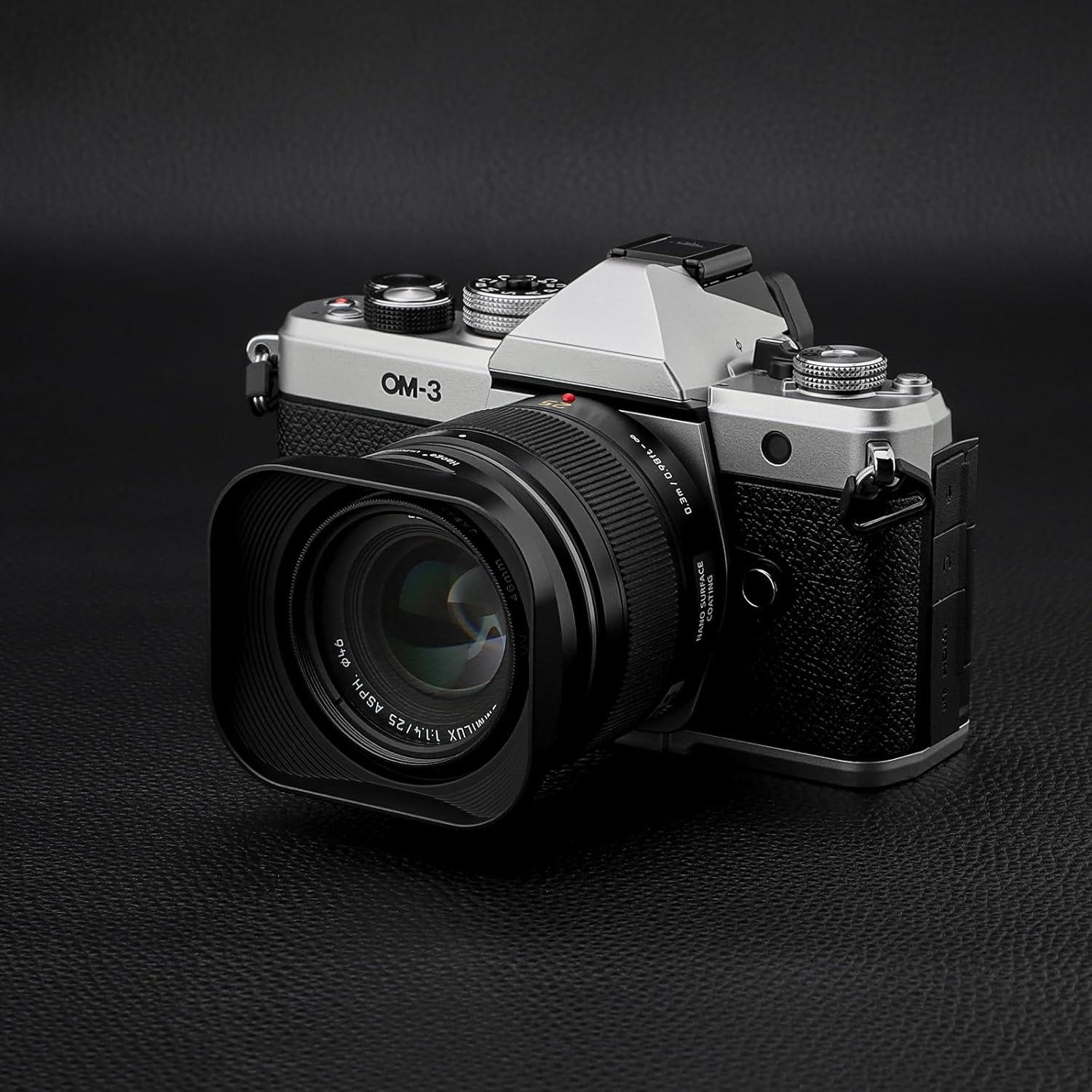 Capucha de Lente Metálica Cuadrada Haoge LH-P2514 para Panasonic Leica 25mm f/1.4