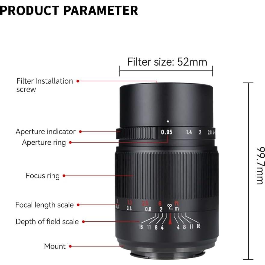 Lente Gran Angular 7artisans 25mm F0.95 MFT APS-C