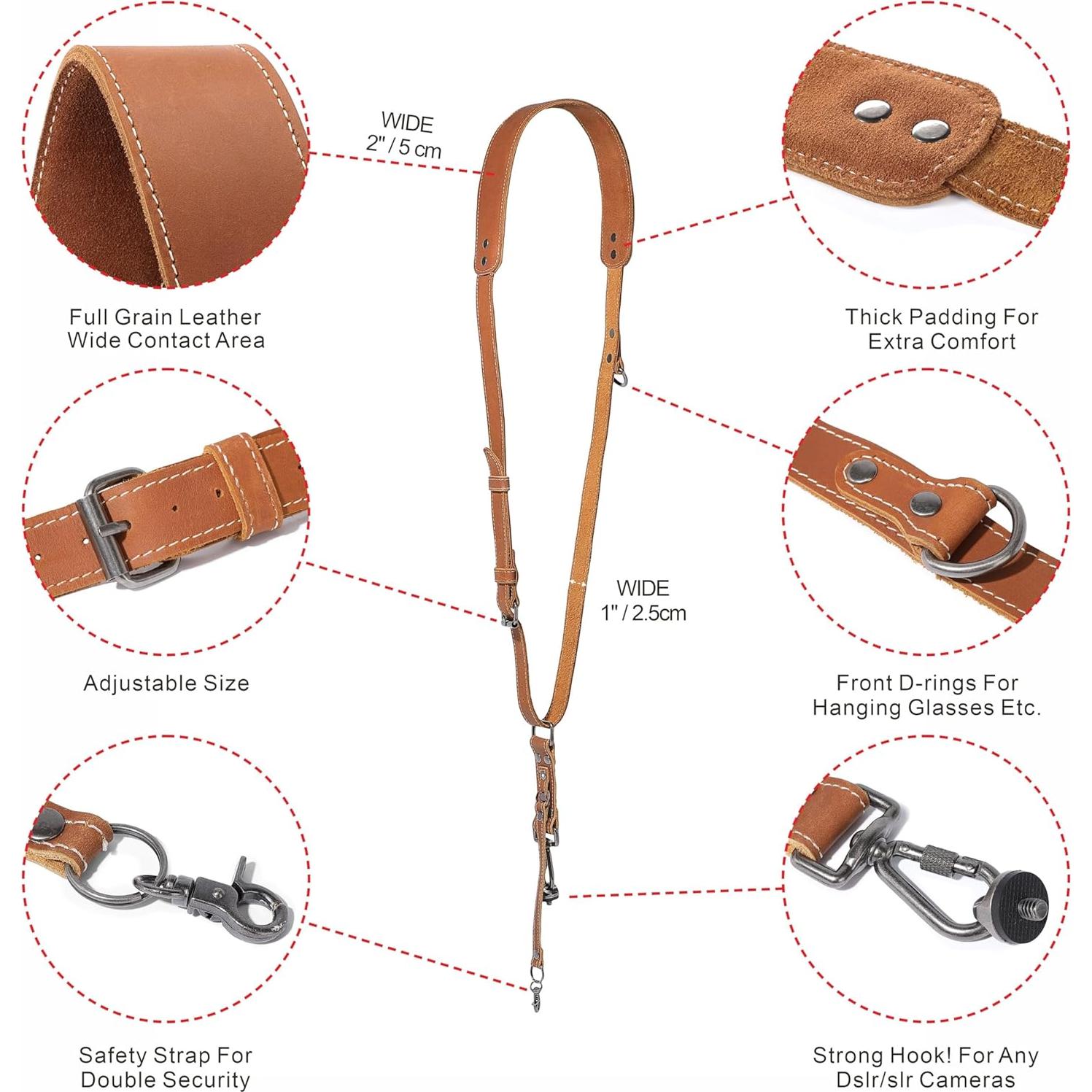 Arnés de cámara individual Padwa Lifestyle cuero marrón 20kg