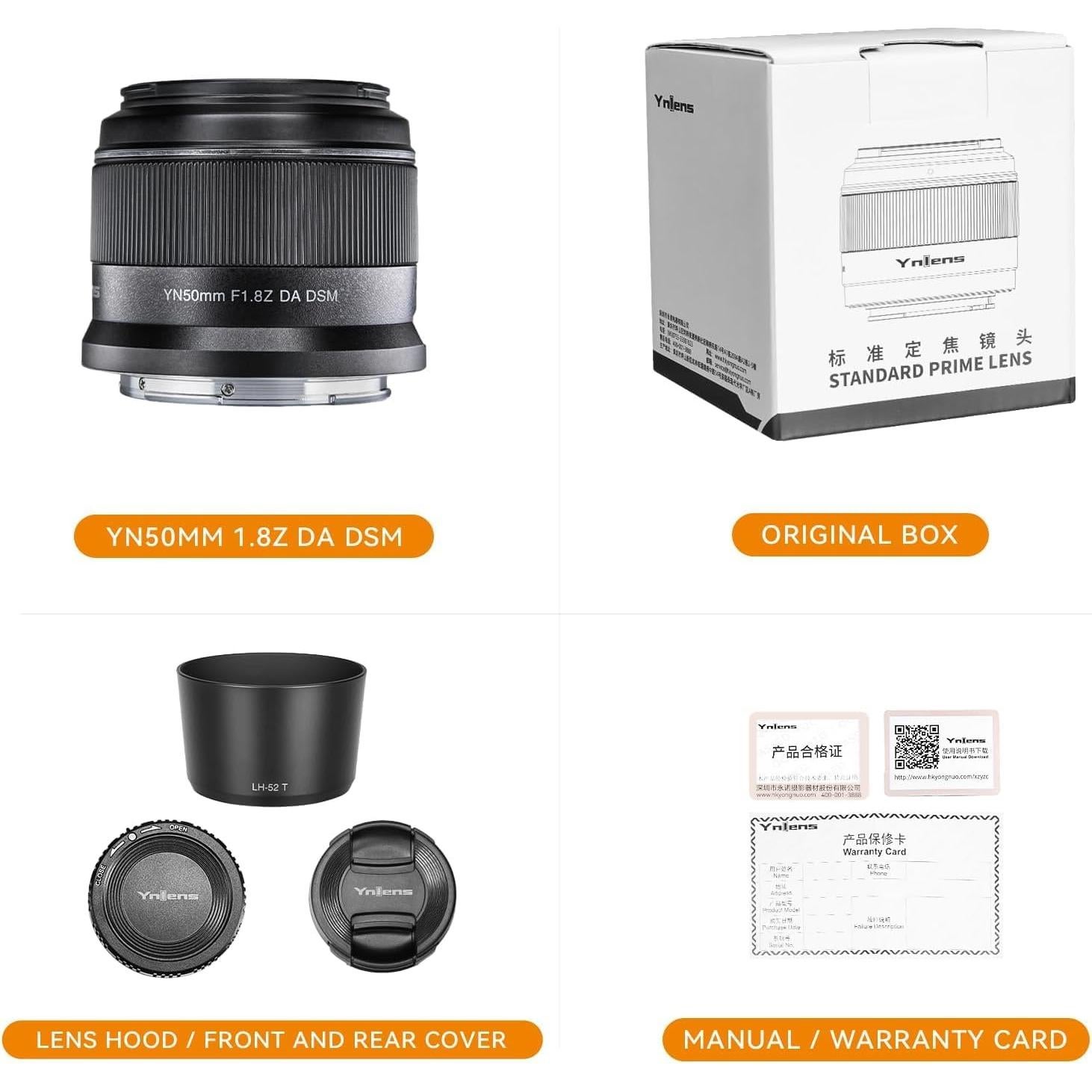 Lente YONGNUO YN50mm F1.8Z DA DSM para Nikon Z APS-C