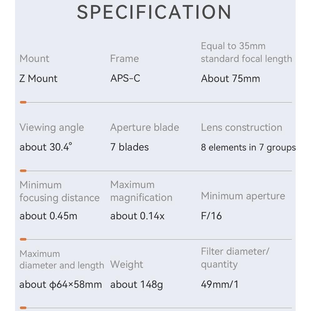 Lente YONGNUO YN50mm F1.8Z DA DSM para Nikon Z APS-C