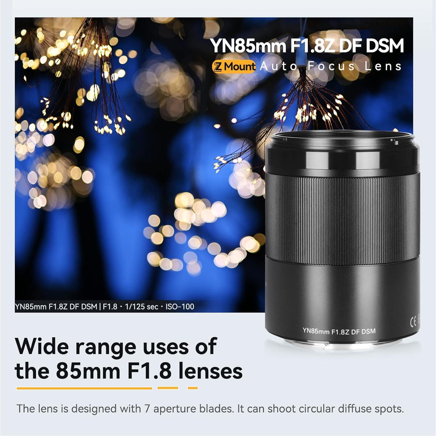 Lente Yongnuo YN85MM F1.8Z DF DSM para Nikon Z - 58mm