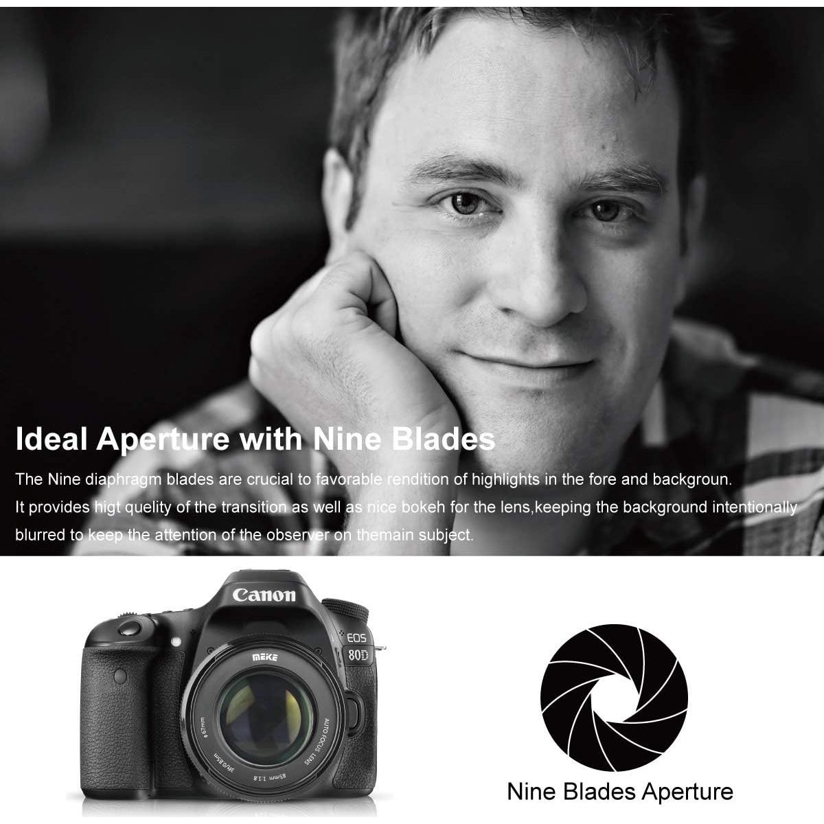 Lente Meike 85mm f/1.8 Auto Enfoque Montura EF para Canon