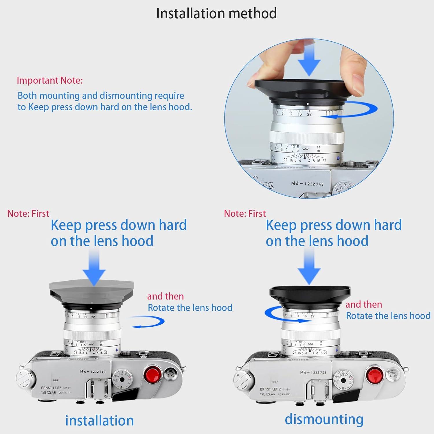 Capucha de Lente Metálica Haoge LH-ZV02P para Carl Zeiss y Voigtlander