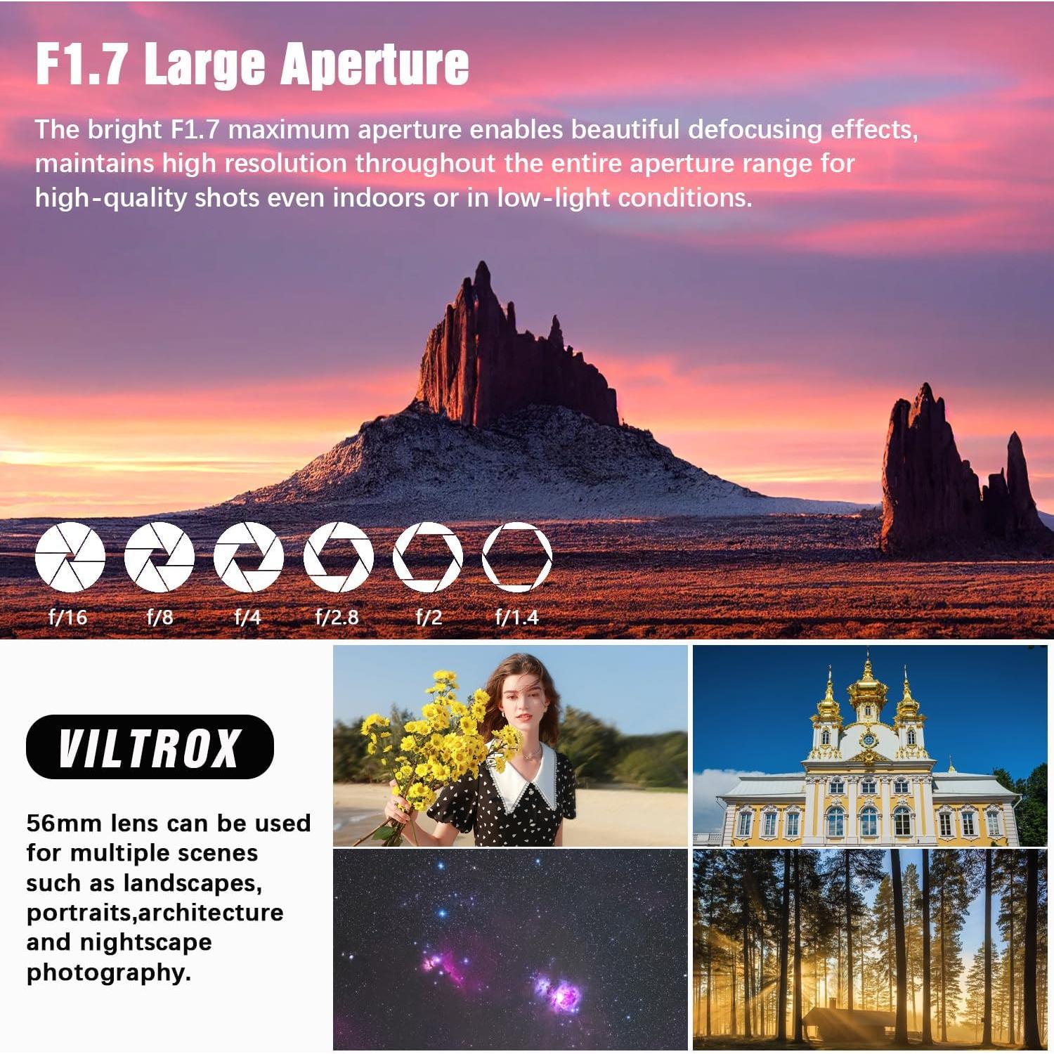 Lente VILTROX 56mm F1.7 Autofocus para Fujifilm X-Mount