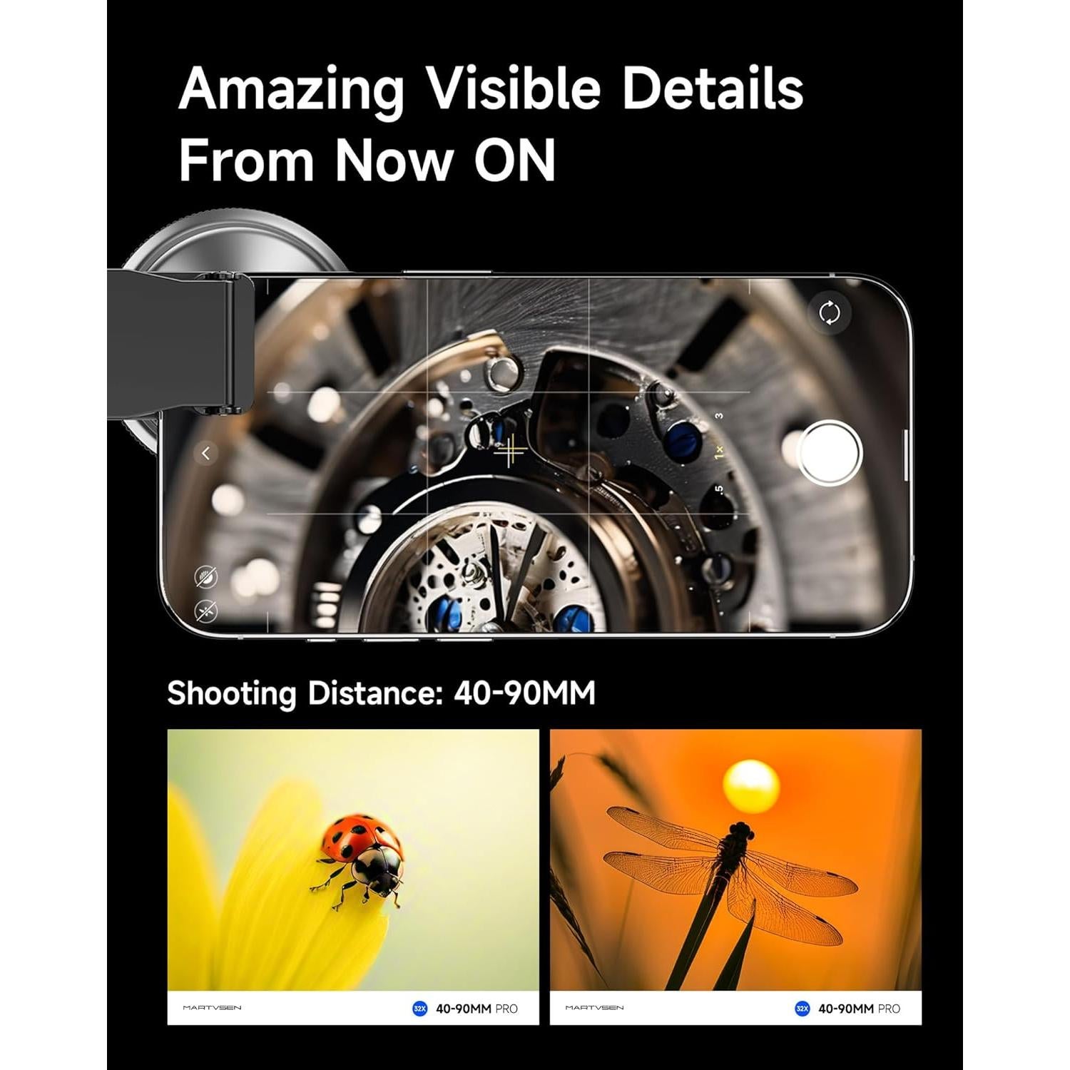 Kit de Lente Macro 32X MARTVSEN para Smartphone - 3 en 1