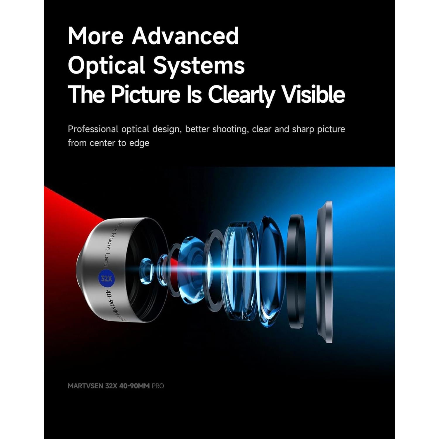Kit de Lente Macro 32X MARTVSEN para Smartphone - 3 en 1