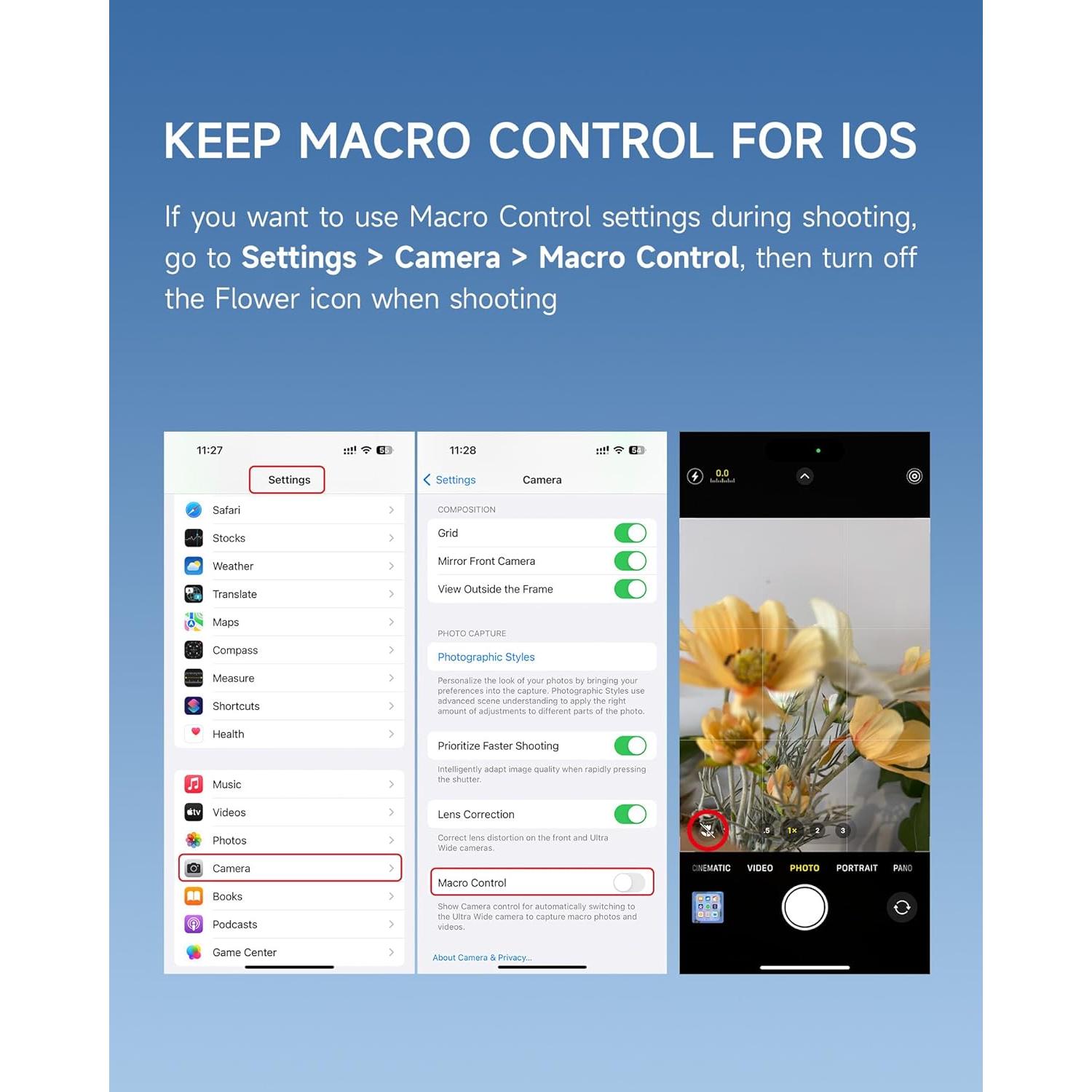 Kit de Lente Macro 32X MARTVSEN para Smartphone - 3 en 1