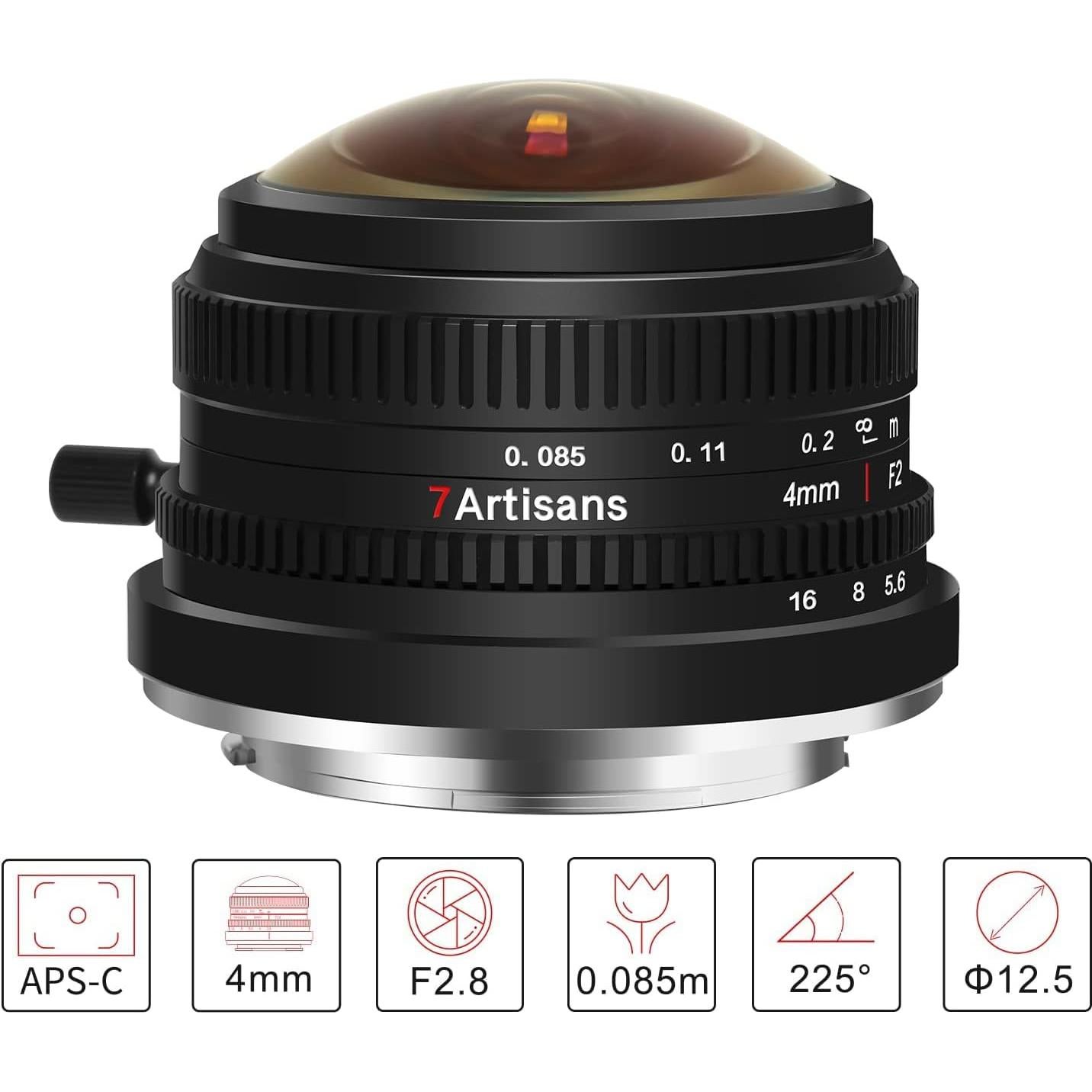 Lente Ojo de Pez 4mm F2.8 7Artisans para Canon Eos-M
