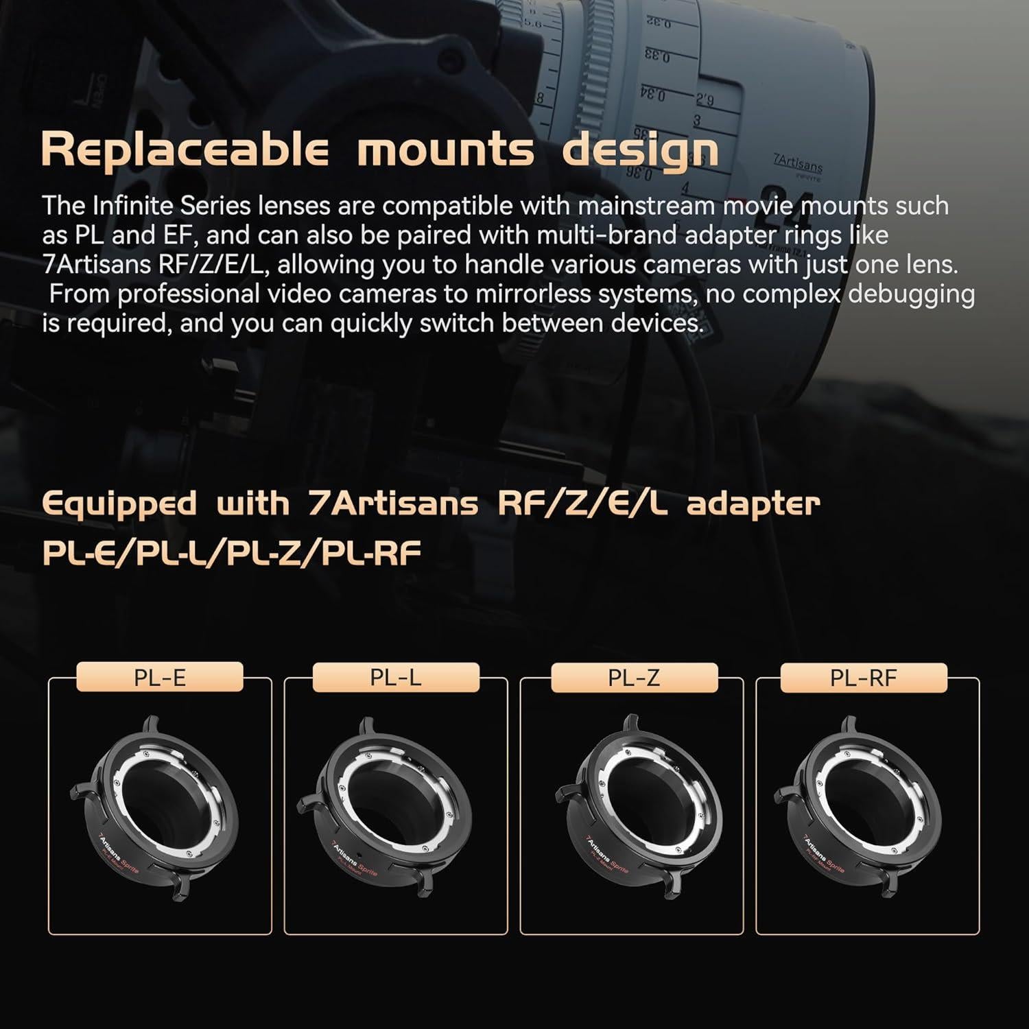 Lente Cine 35mm T2.1 7artisans Manual Montura EF Negro