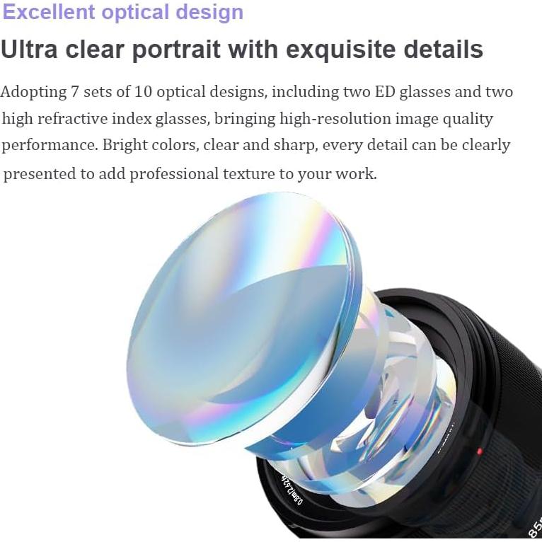 Lente 7artisans AF 85mm F1.8 para Nikon Z - Enfoque Automático