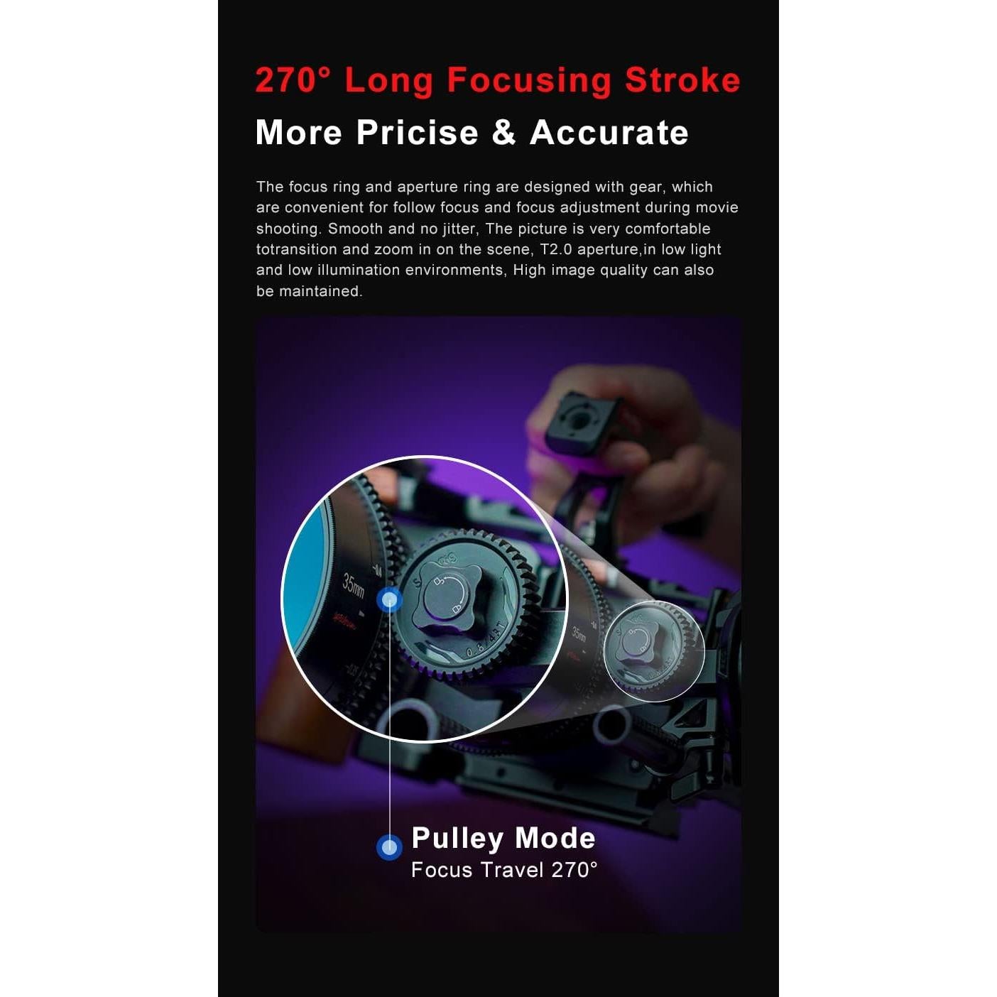 Lente Cine 35mm T2.0 7artisans para Cámaras L Mount