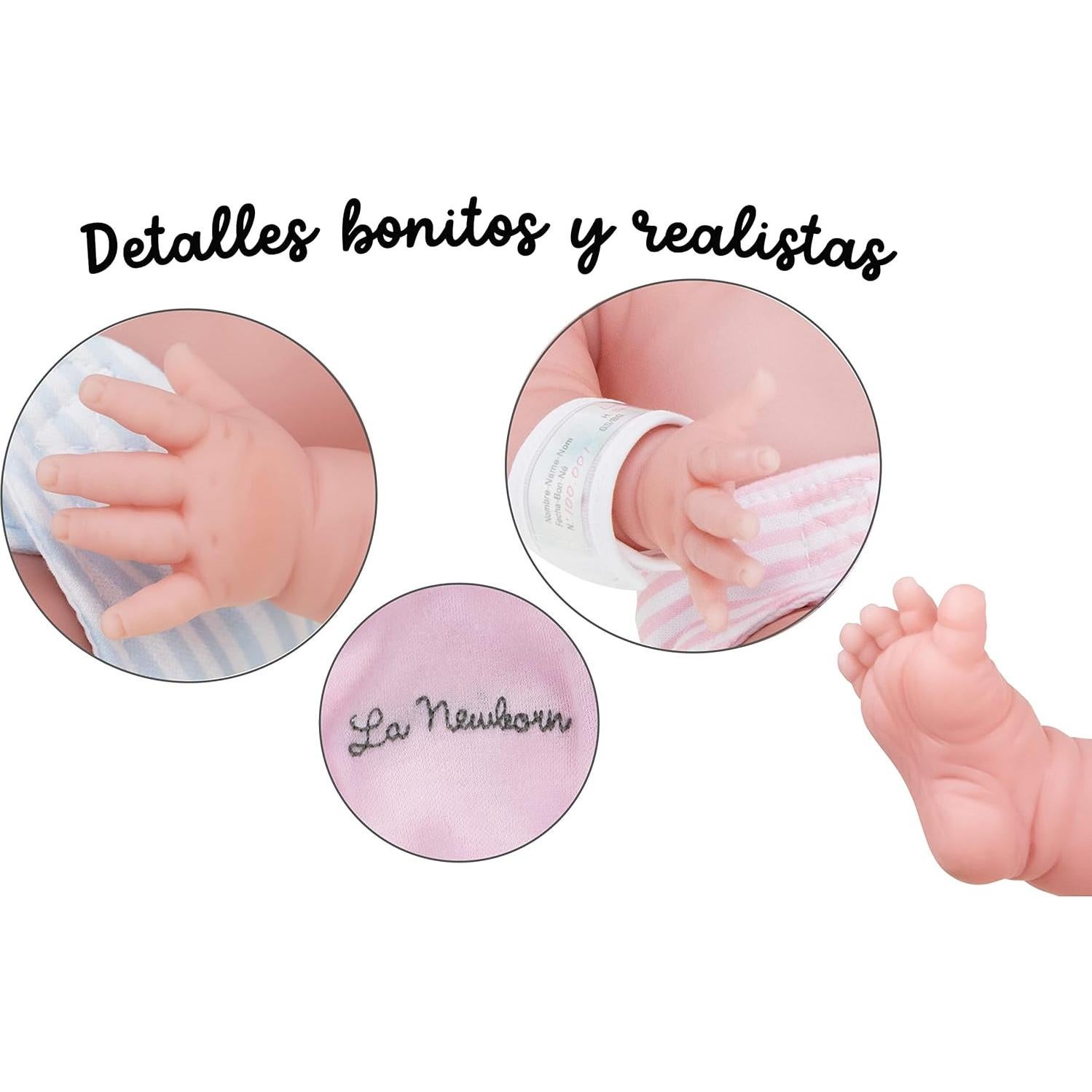 Muñeca Bebé Realista JC Toys 43 cm Lavable Rosa