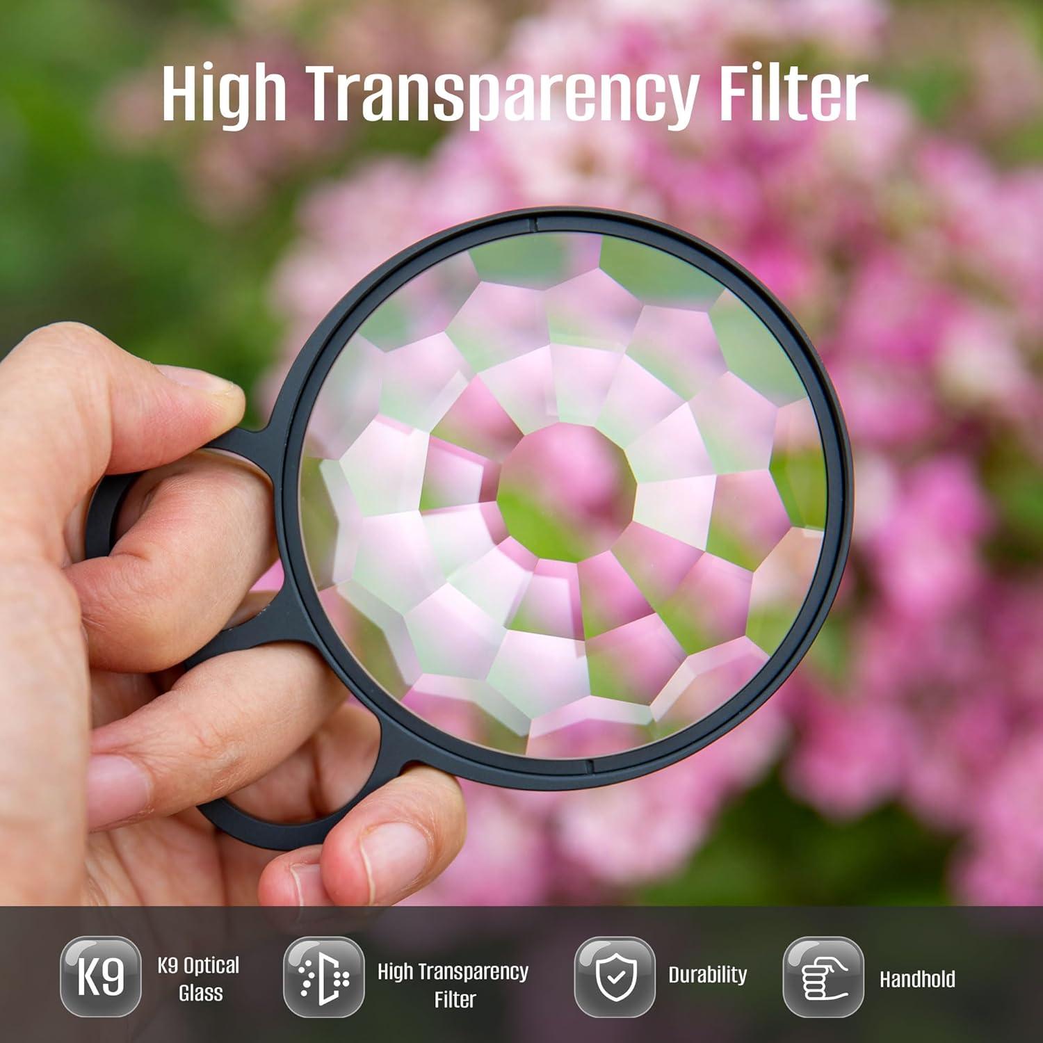 Filtro de Caleidoscopio de Mano QFkris 77 mm Efecto Prisma