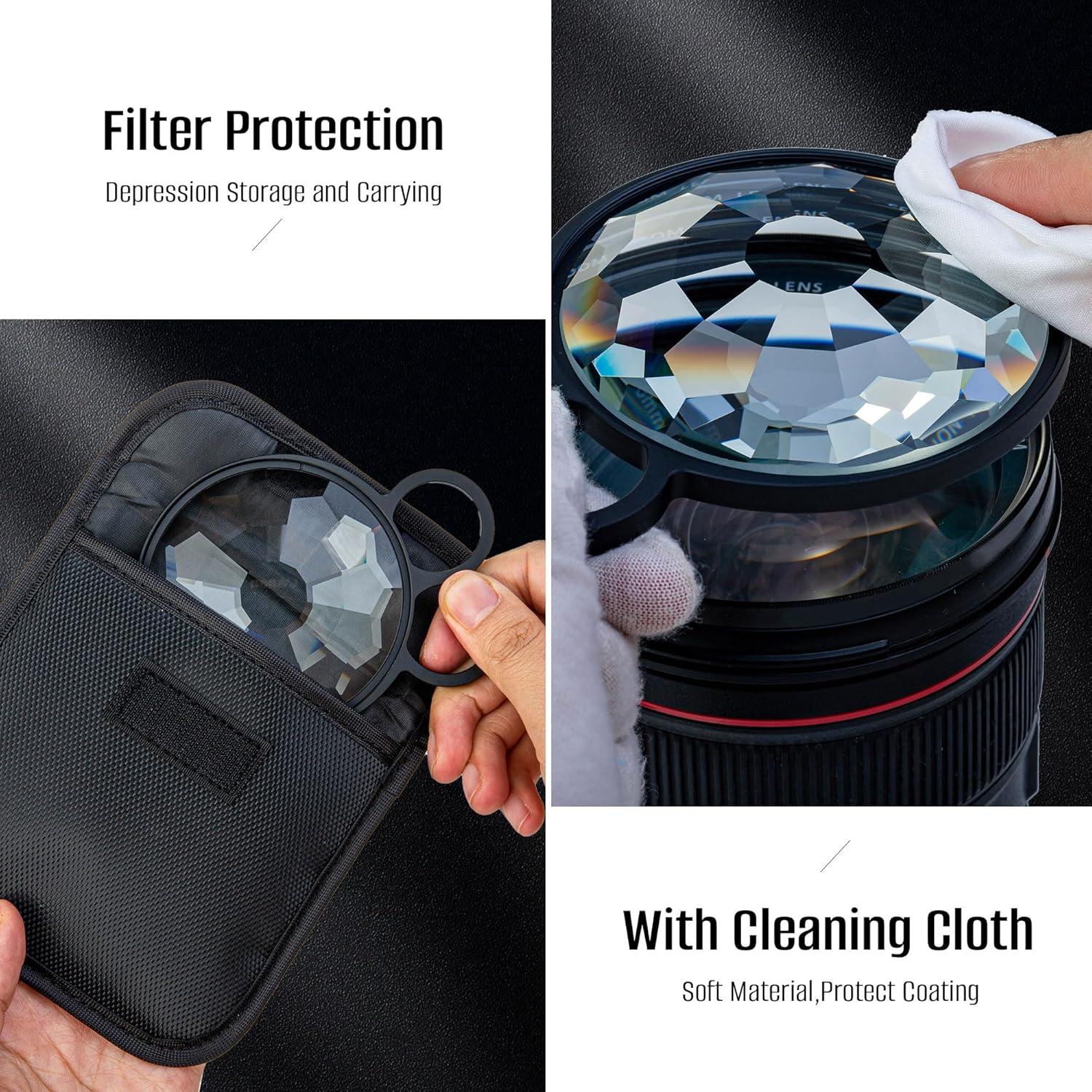 Filtro de Caleidoscopio de Mano QFkris 77 mm Efecto Prisma