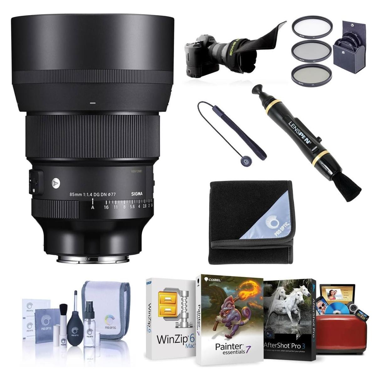 Lente Sigma 85mm f/1.4 DG DN Art para Sony E + Kit de Filtros 77mm