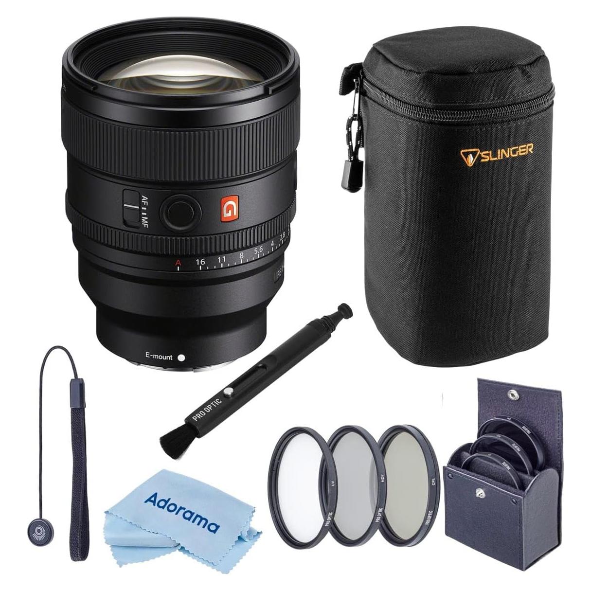 Lente Sony FE 85mm f/1.4 GM II con Filtro 77mm y Accesorios