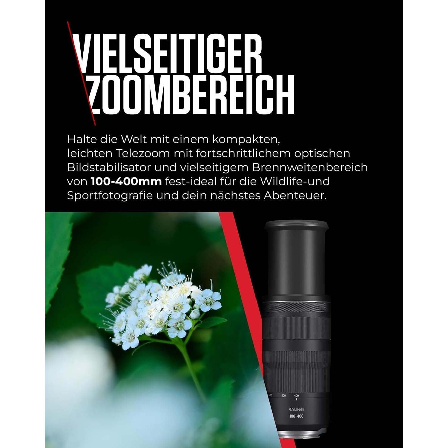 Lente Canon RF 100-400mm F5.6-8 IS USM para Cámaras R