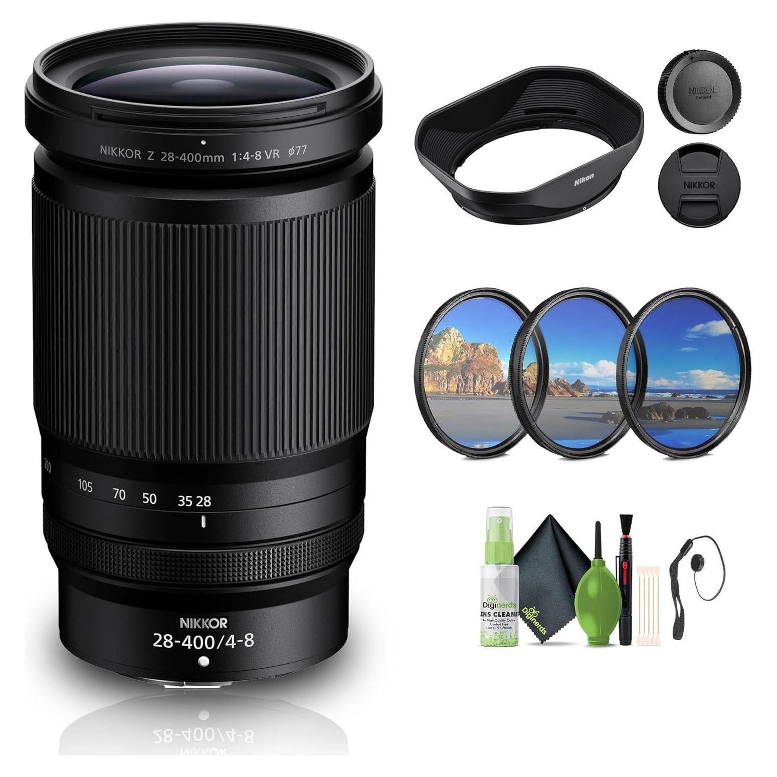 Lente Nikon NIKKOR Z 28-400mm f/4-8 VR + Kit de Filtros y Limpieza