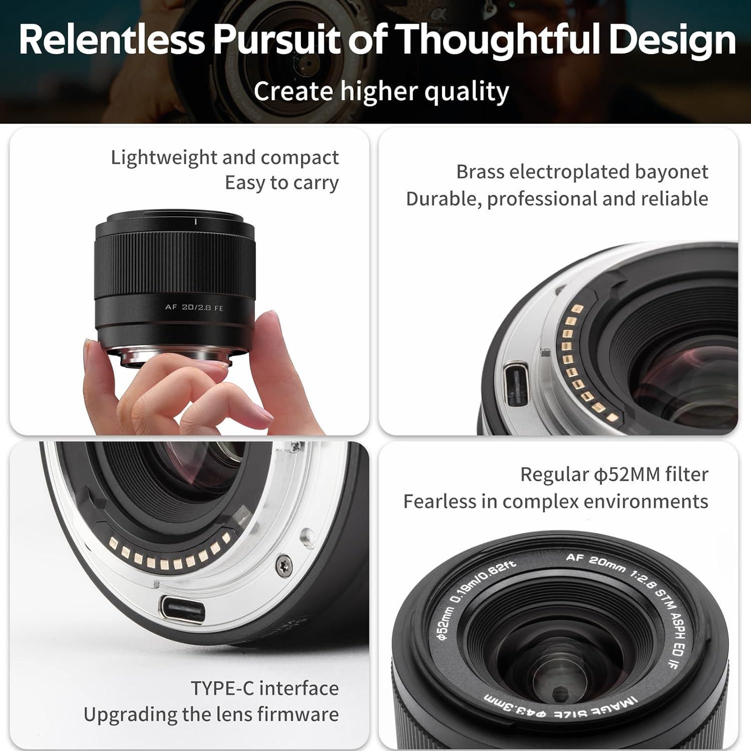 Lente Viltrox 20mm F2.8 AF STM para Nikon Z - 157g