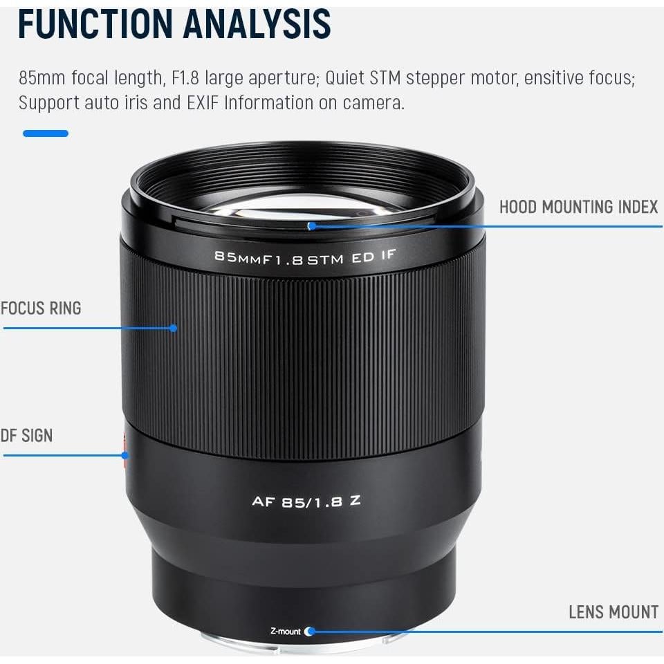 Lente VILTROX AF 85mm F1.8 para Nikon Z - Fotografía Profesional