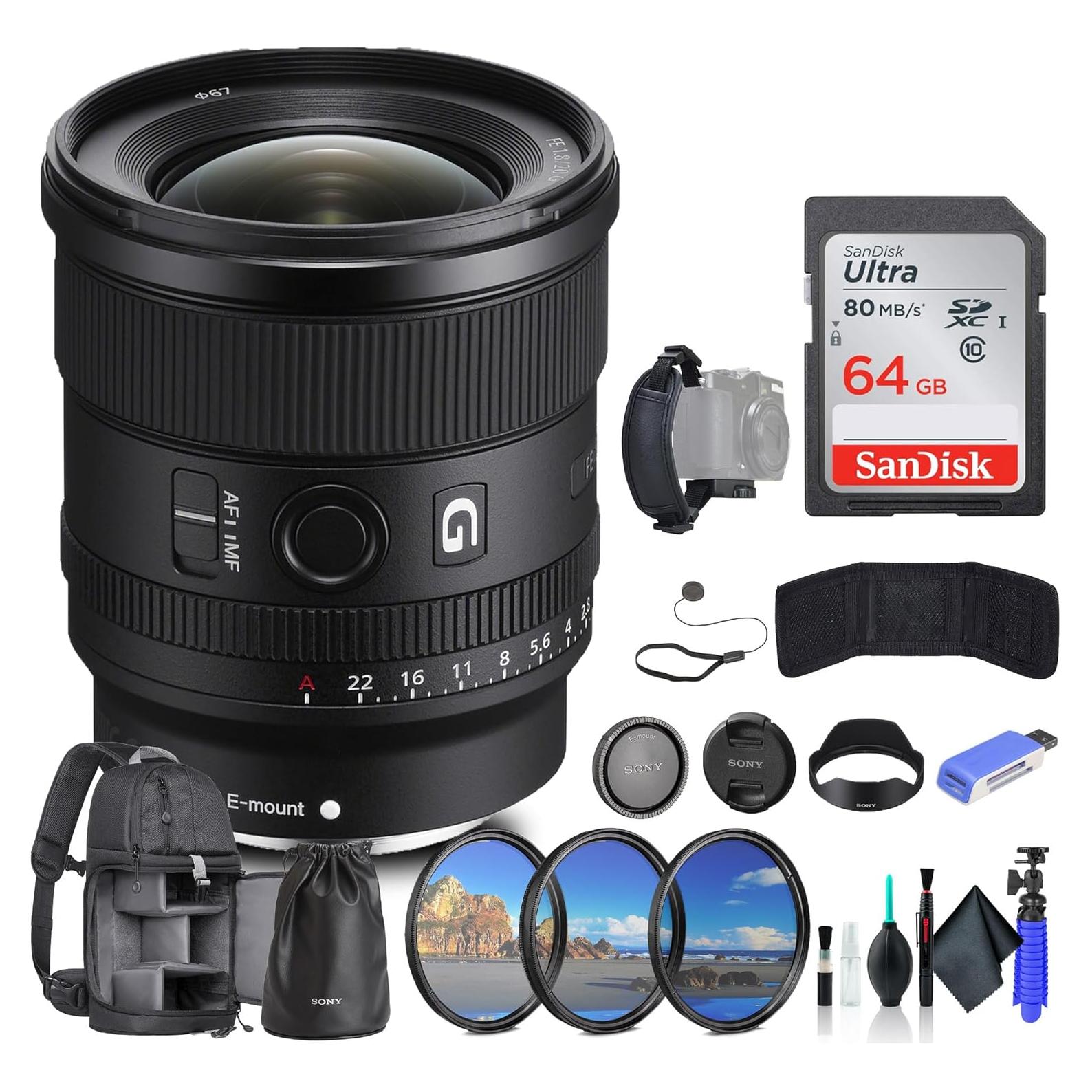 Lente Sony FE 20mm f/1.8 G + Accesorios Completo