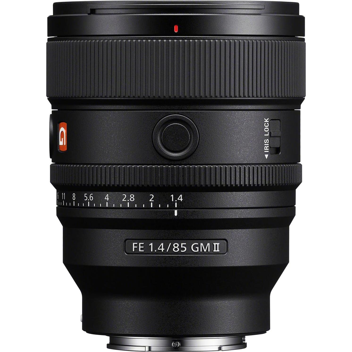 Lente Sony FE 85mm f/1.4 GM II con filtro 77mm y accesorios