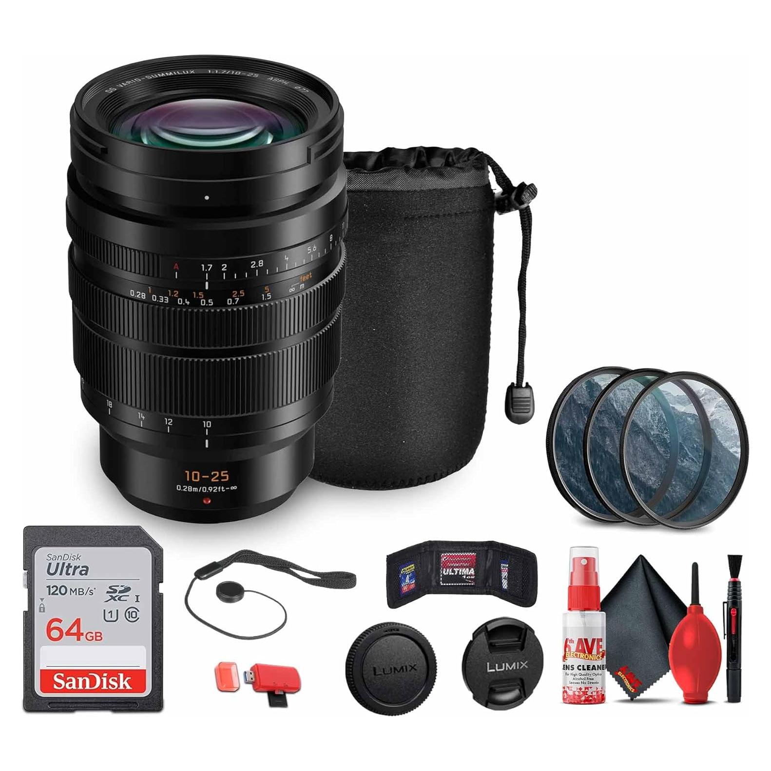 Lente Panasonic Leica DG Vario-Summilux 10-25mm f/1.7 + Accesorios