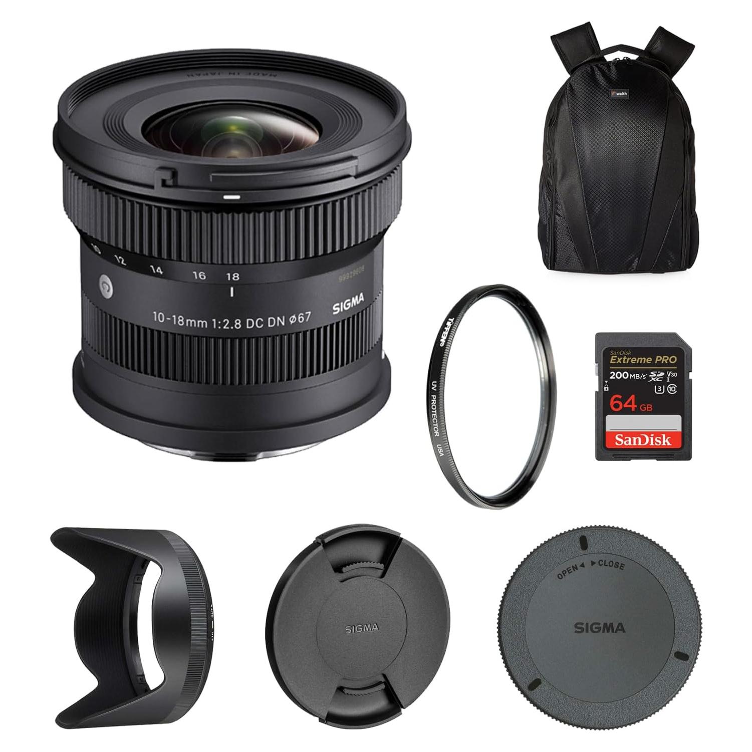 Lente Sigma 10-18mm F2.8 DC DN para Sony E + Filtro UV 67mm