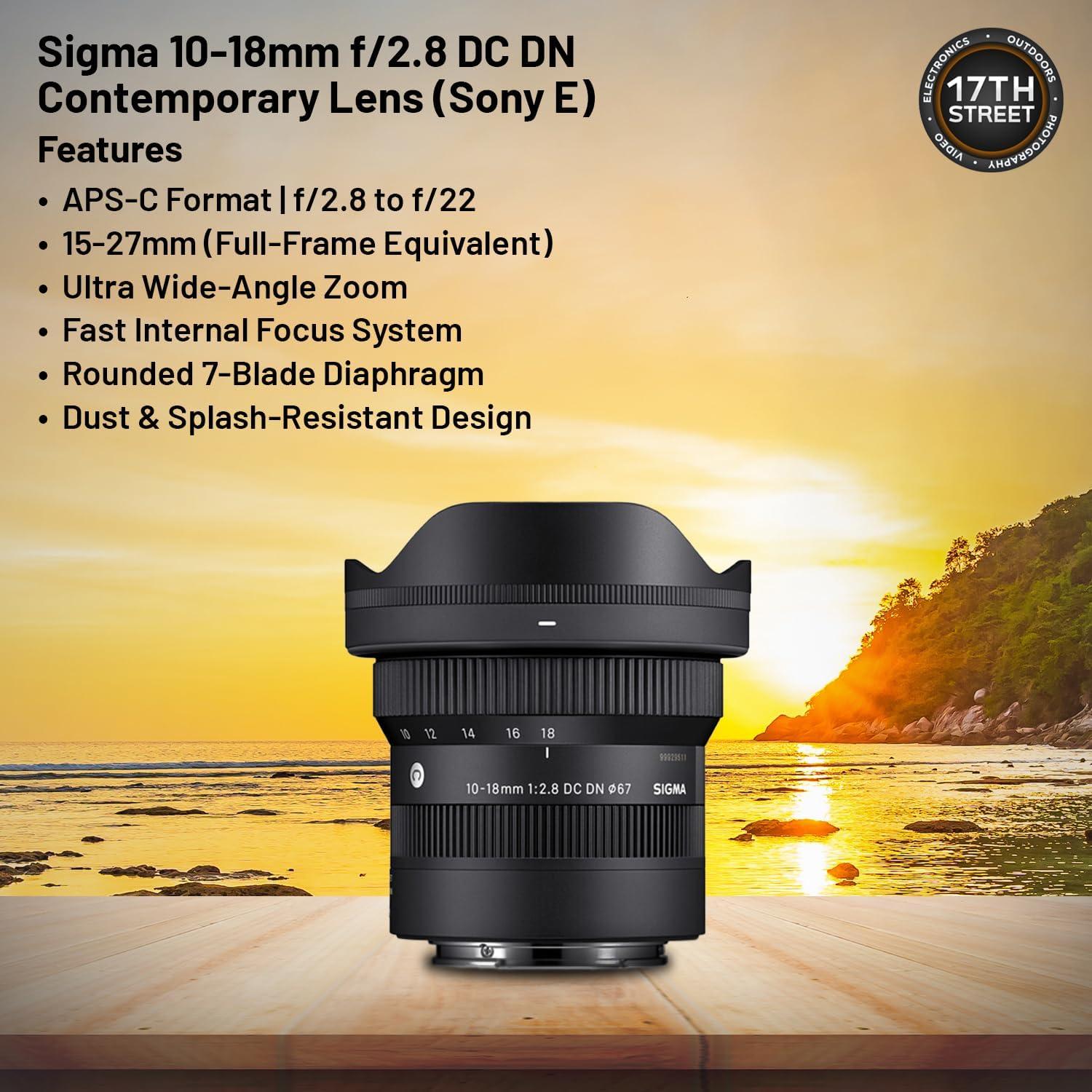 Lente Sigma 10-18mm F2.8 DC DN para Sony E + Filtro UV 67mm