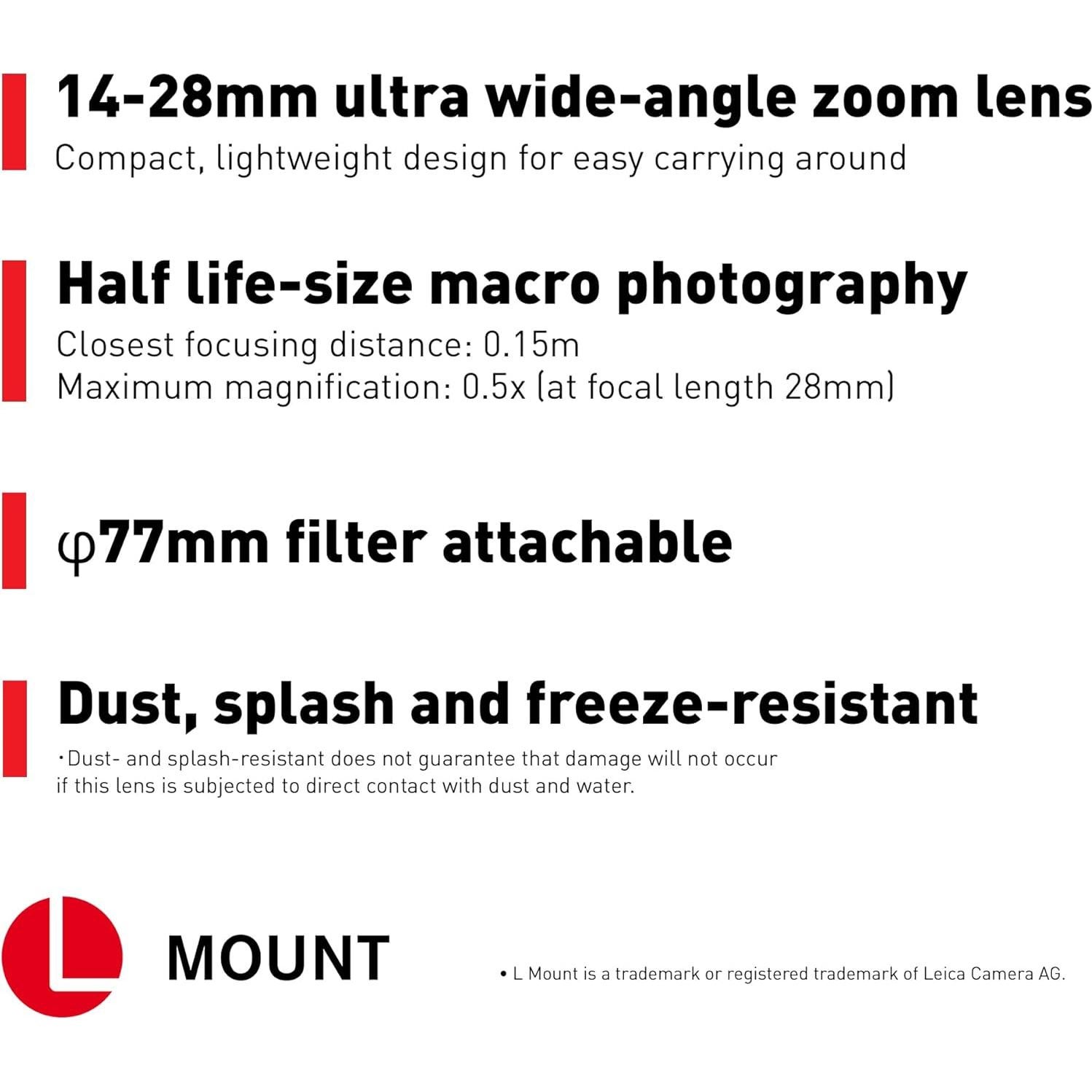 Lente Zoom Ultra Gran Angular Panasonic LUMIX S 14-28mm F4-5.6