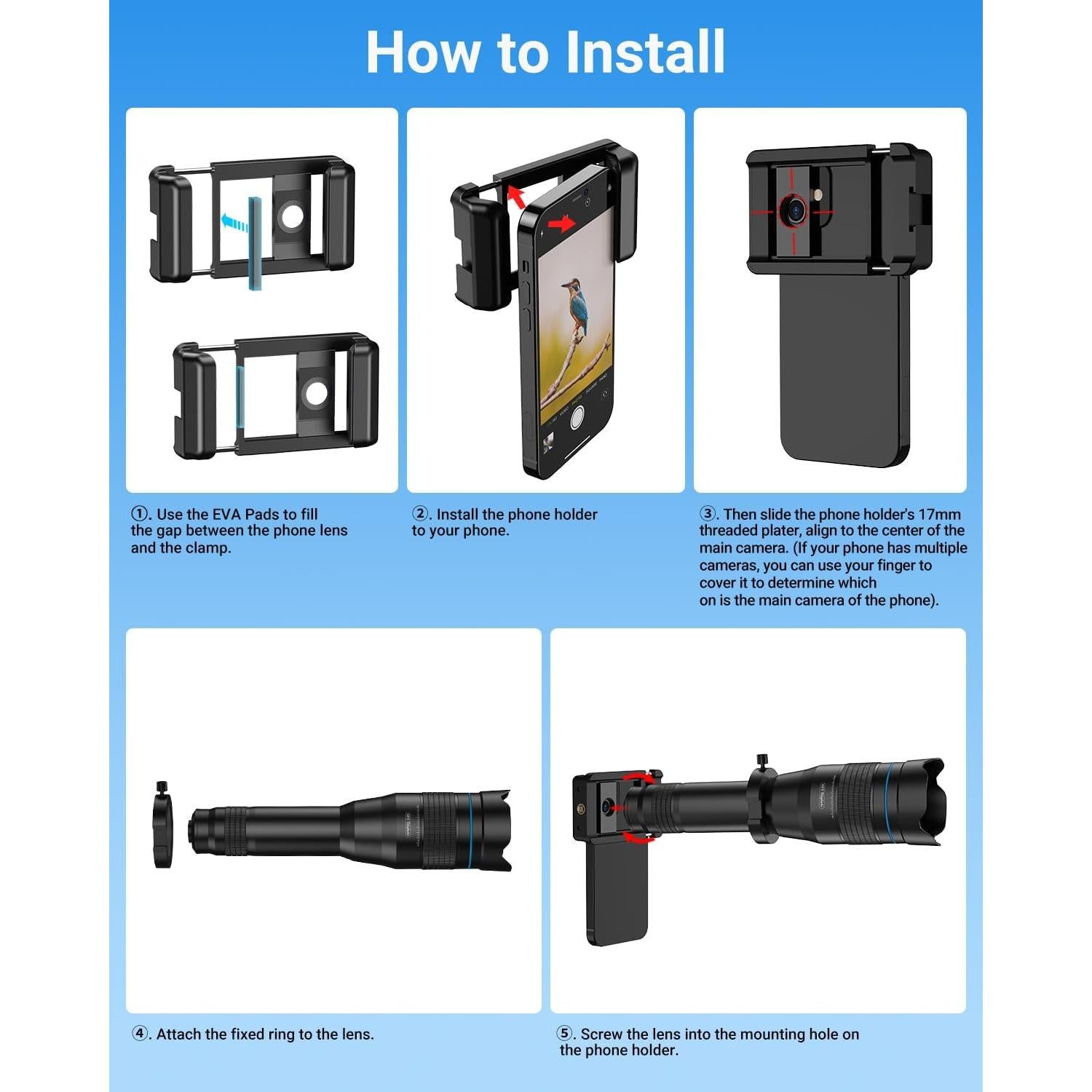 Lente Telefoto APEXEL 60X con Trípode y Control Remoto