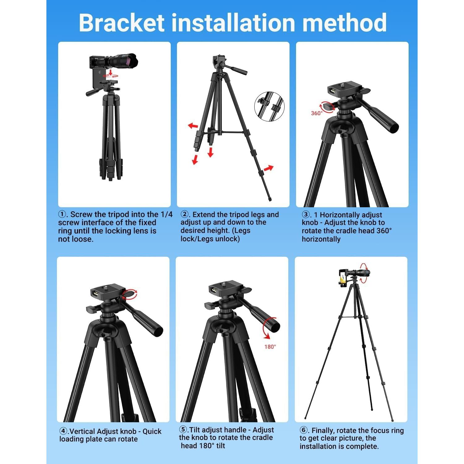 Lente Telefoto APEXEL 60X con Trípode y Control Remoto