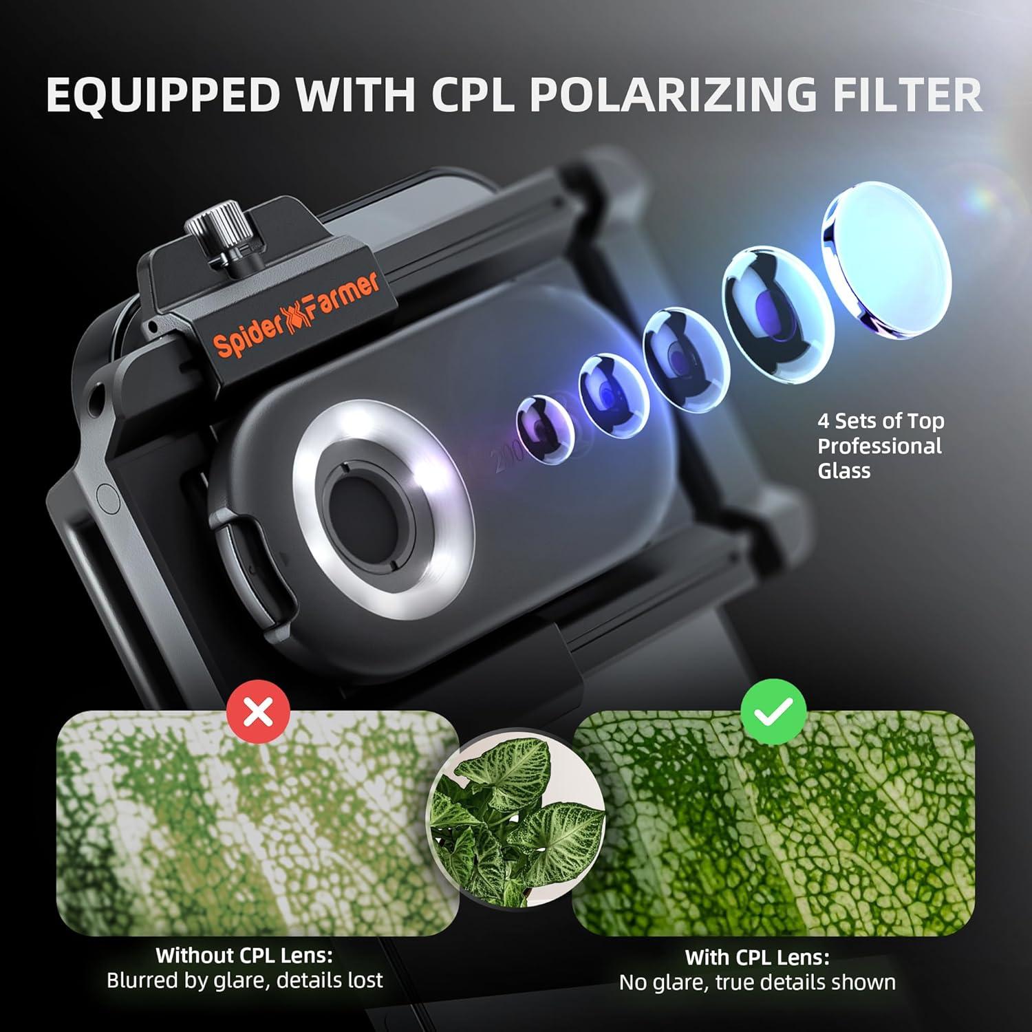 Microscopio Portátil Spider Farmer 200X con Luz LED y CPL
