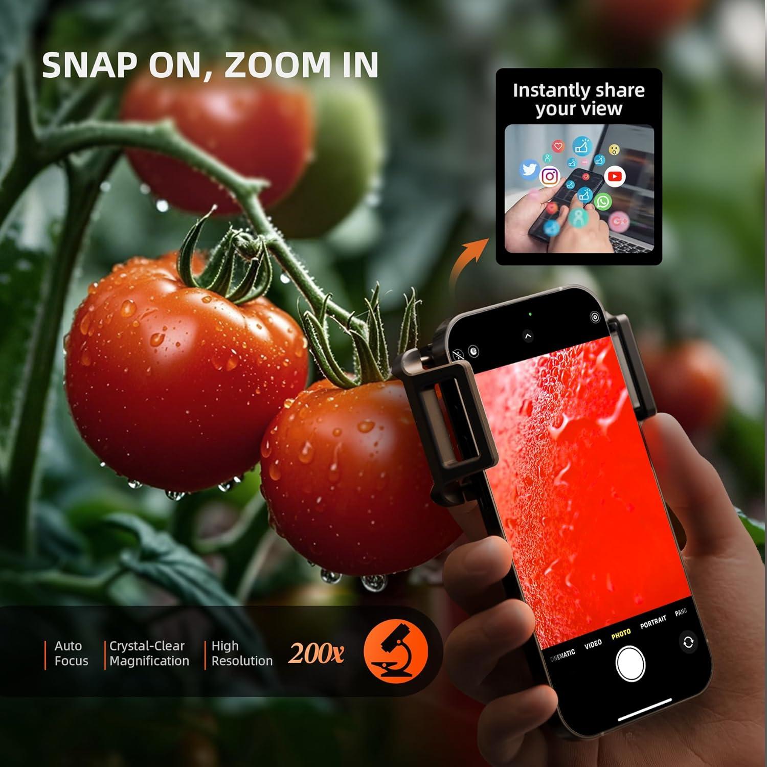 Microscopio Portátil Spider Farmer 200X con Luz LED y CPL