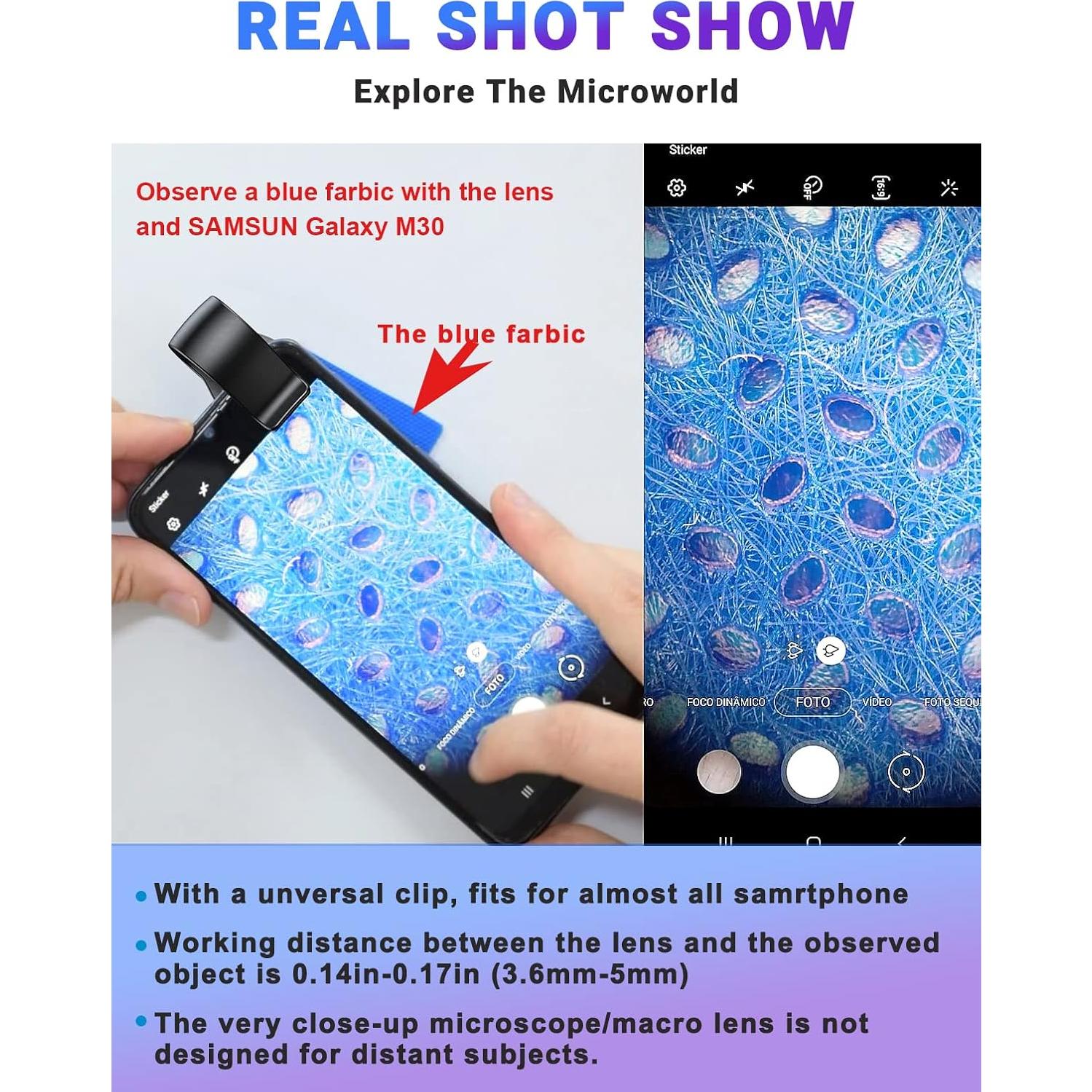 Lente Microscopio APEXEL 100x con Luz LED para Smartphone