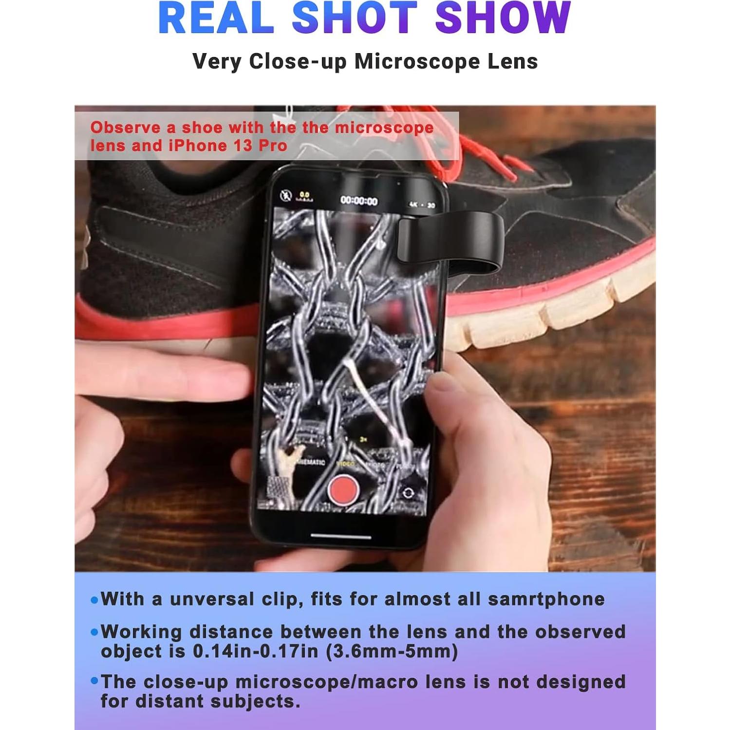 Lente Microscopio APEXEL 100x con Luz LED para Smartphone