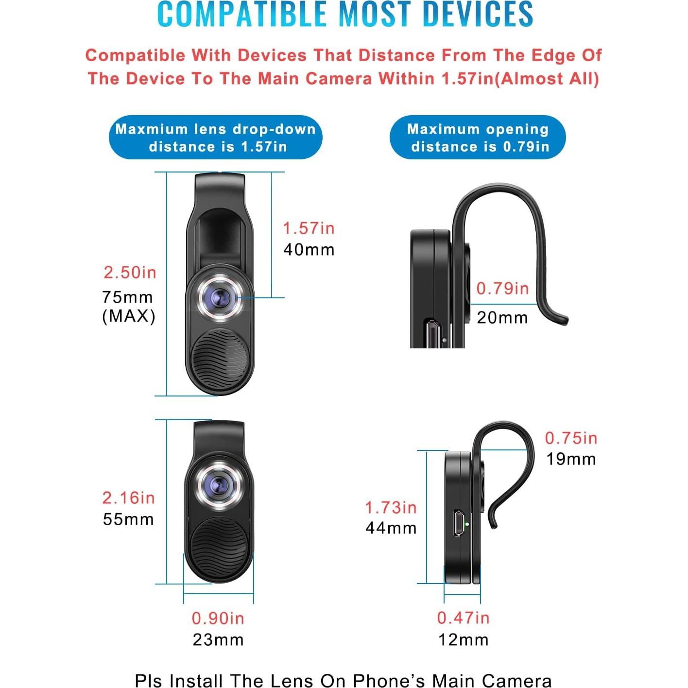 Lente Microscopio APEXEL 100x con Luz LED para Smartphone
