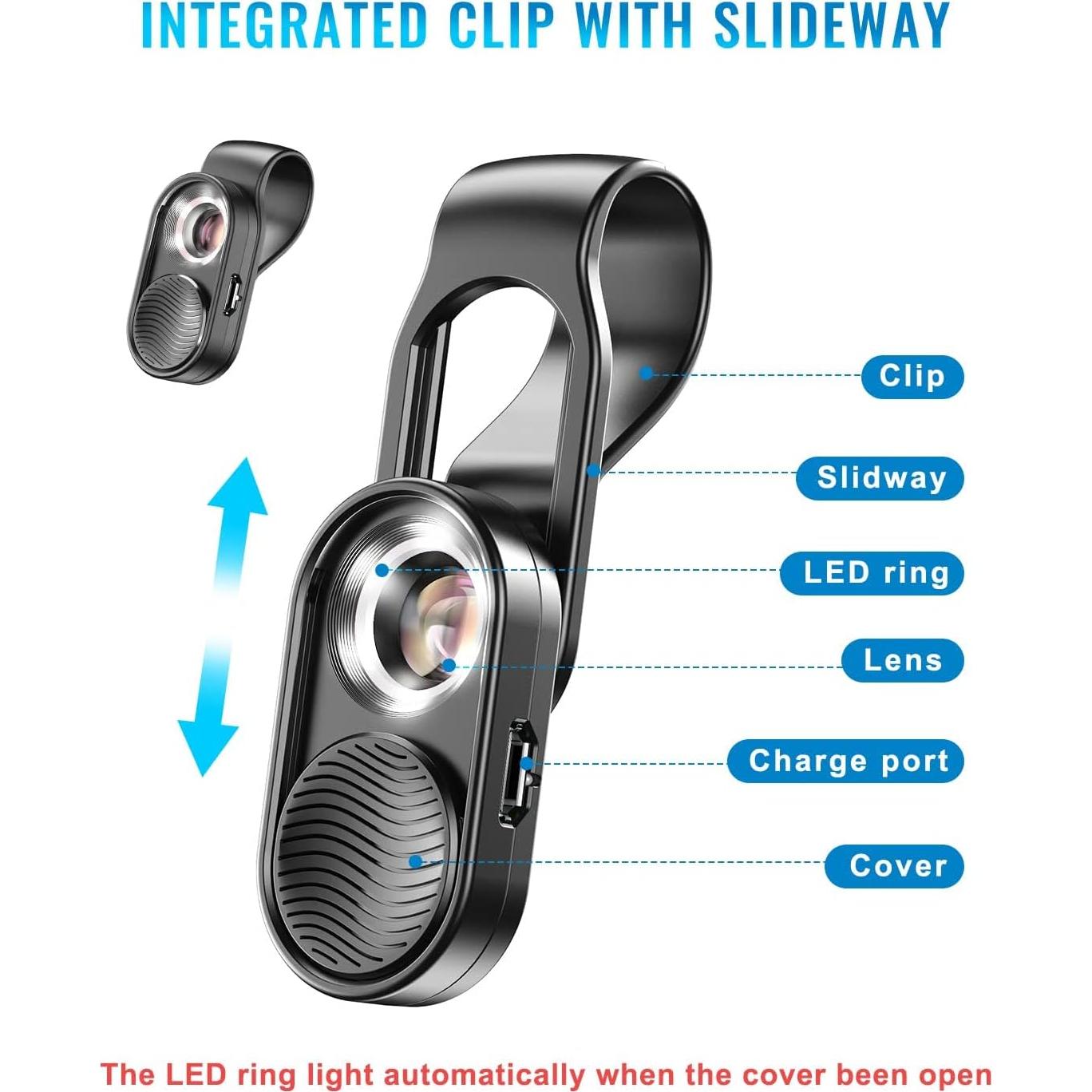 Lente Microscopio APEXEL 100x con Luz LED para Smartphone