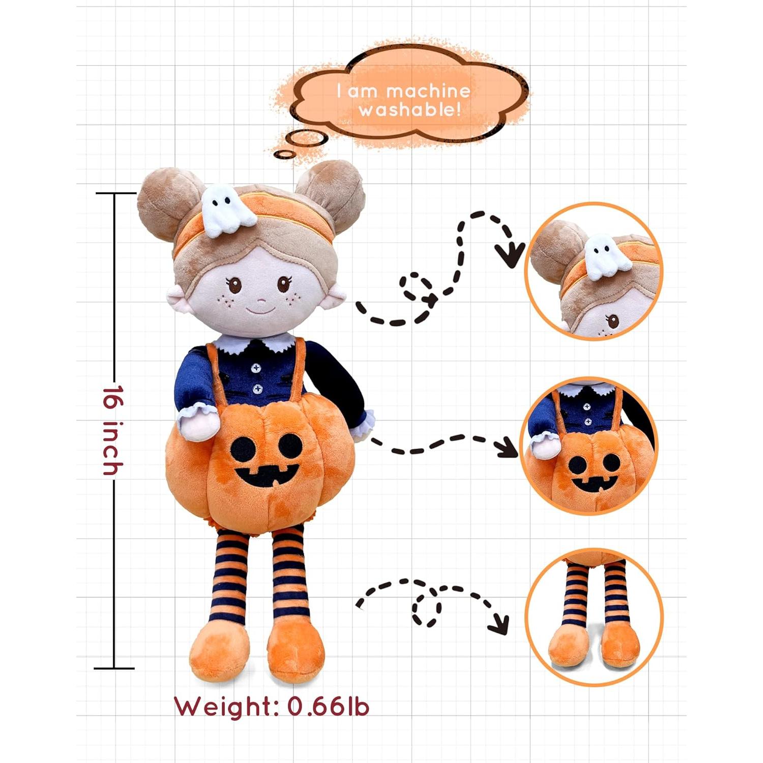 Muñeca de Trapo Suave LeyaDoll 40 cm Niña Calabaza