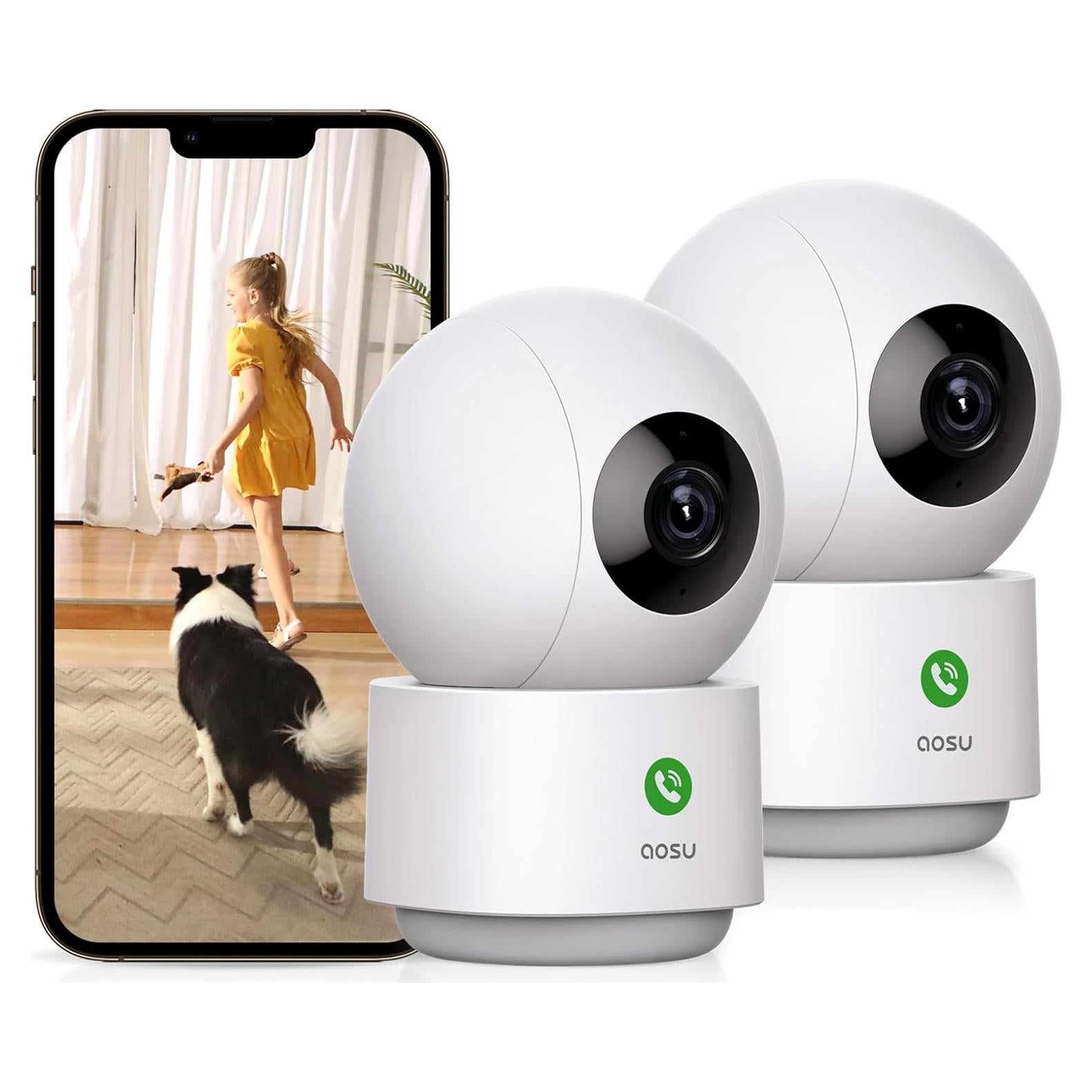 Cámara de Seguridad AOSU 2K Interior, 360° y Visión Nocturna