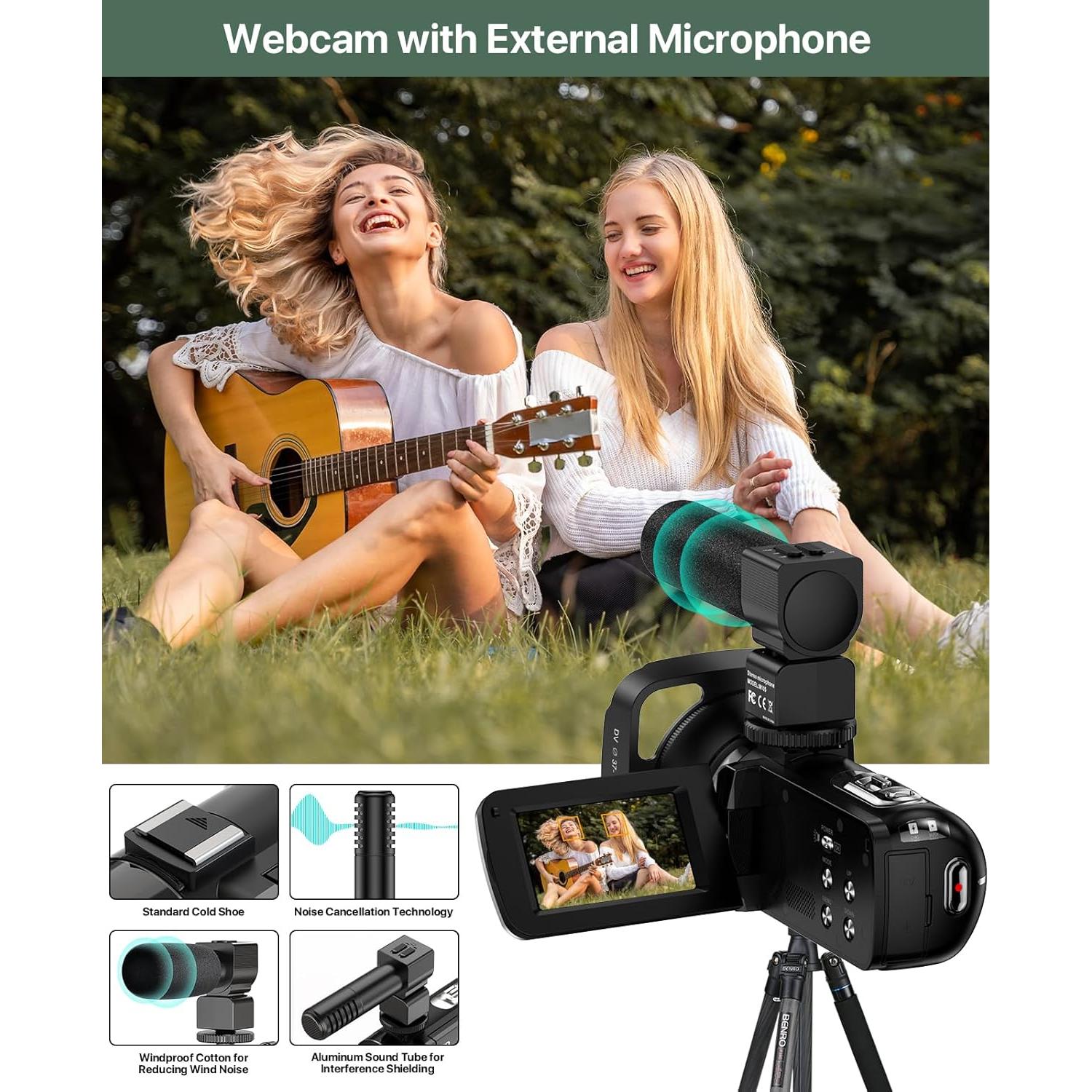 Cámara de Video 4K FJFJOPK HDV-3051L 64MP 18X Zoom Estabilizador